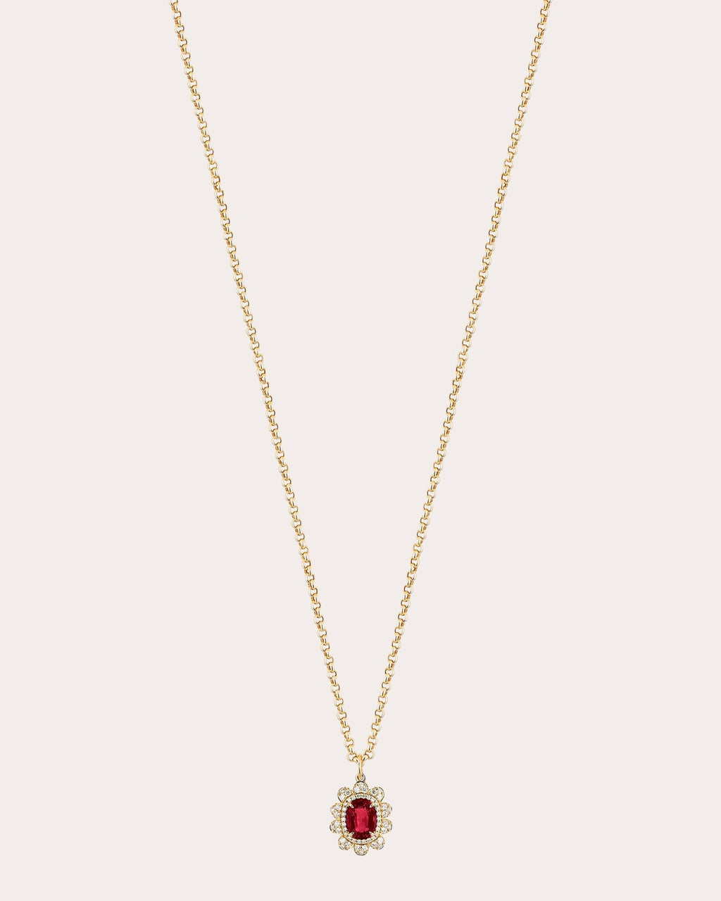 Garnet & Diamond G-One Organic Pendant Necklace