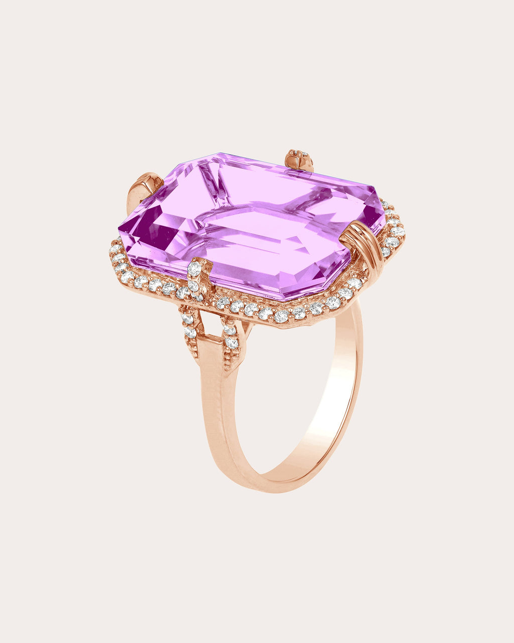 Gossip 18K Rose Gold Lavender Amethyst and Diamond Ring
