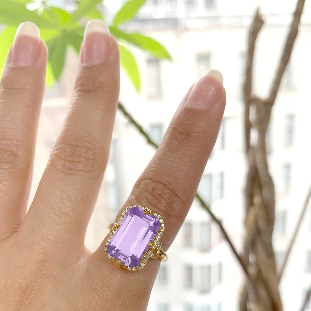 Gossip 18K Rose Gold Lavender Amethyst and Diamond Ring