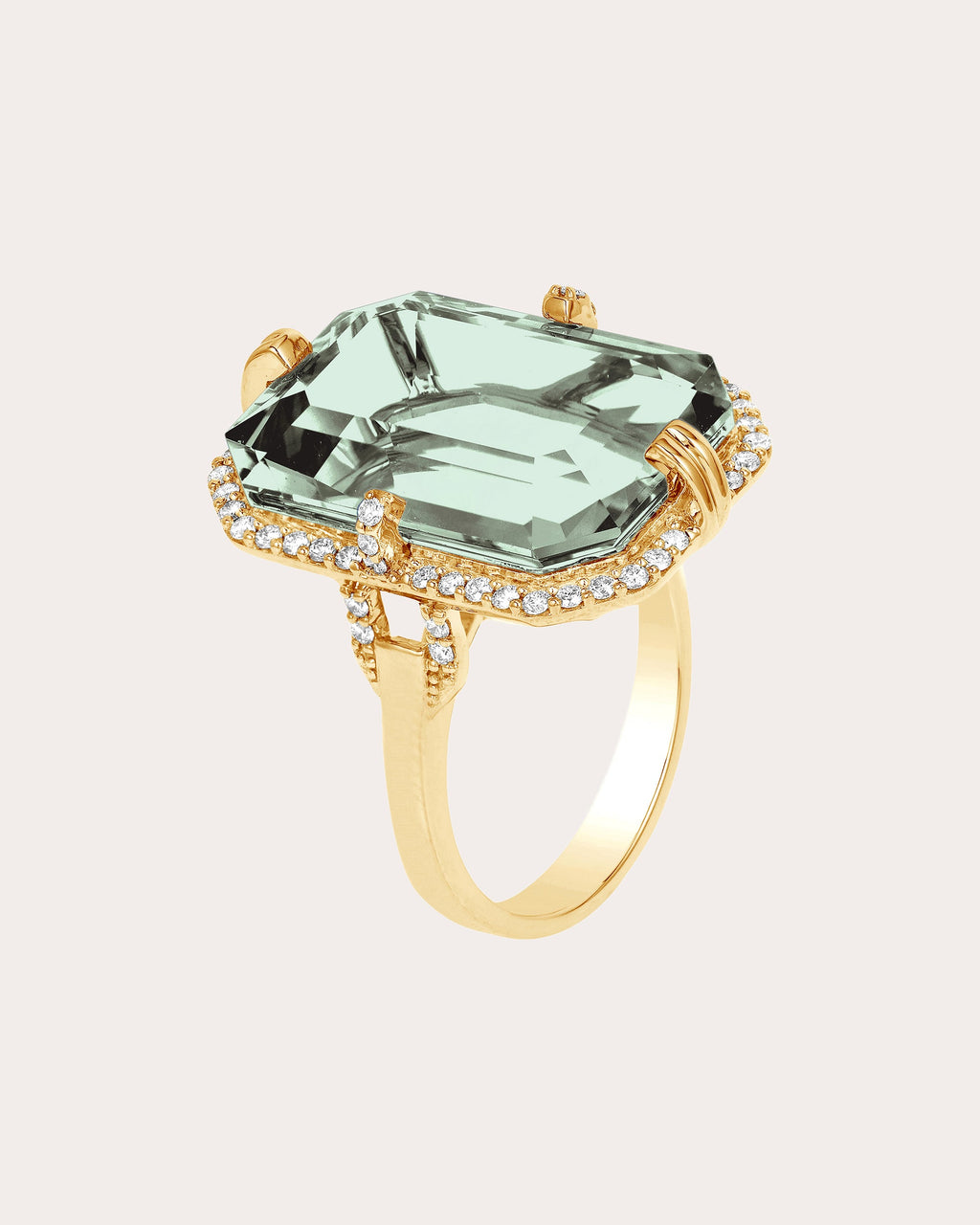 Prasiolite & Diamond Gossip Ring
