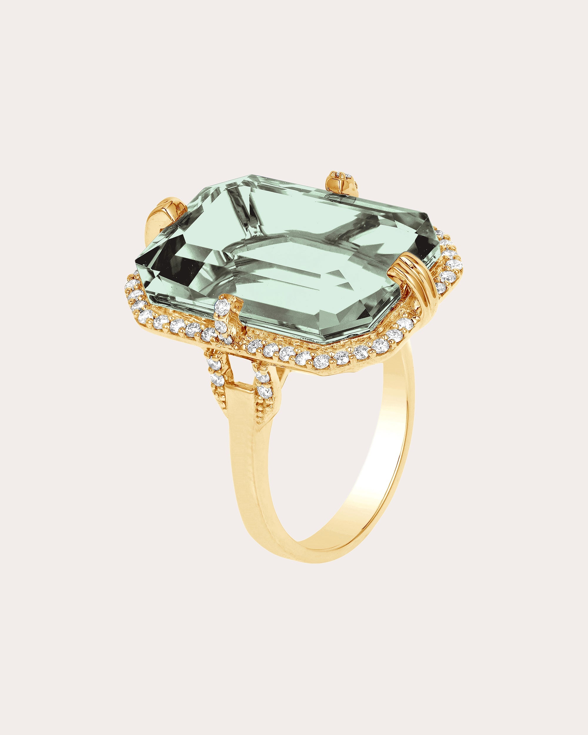 Prasiolite & Diamond Gossip Ring