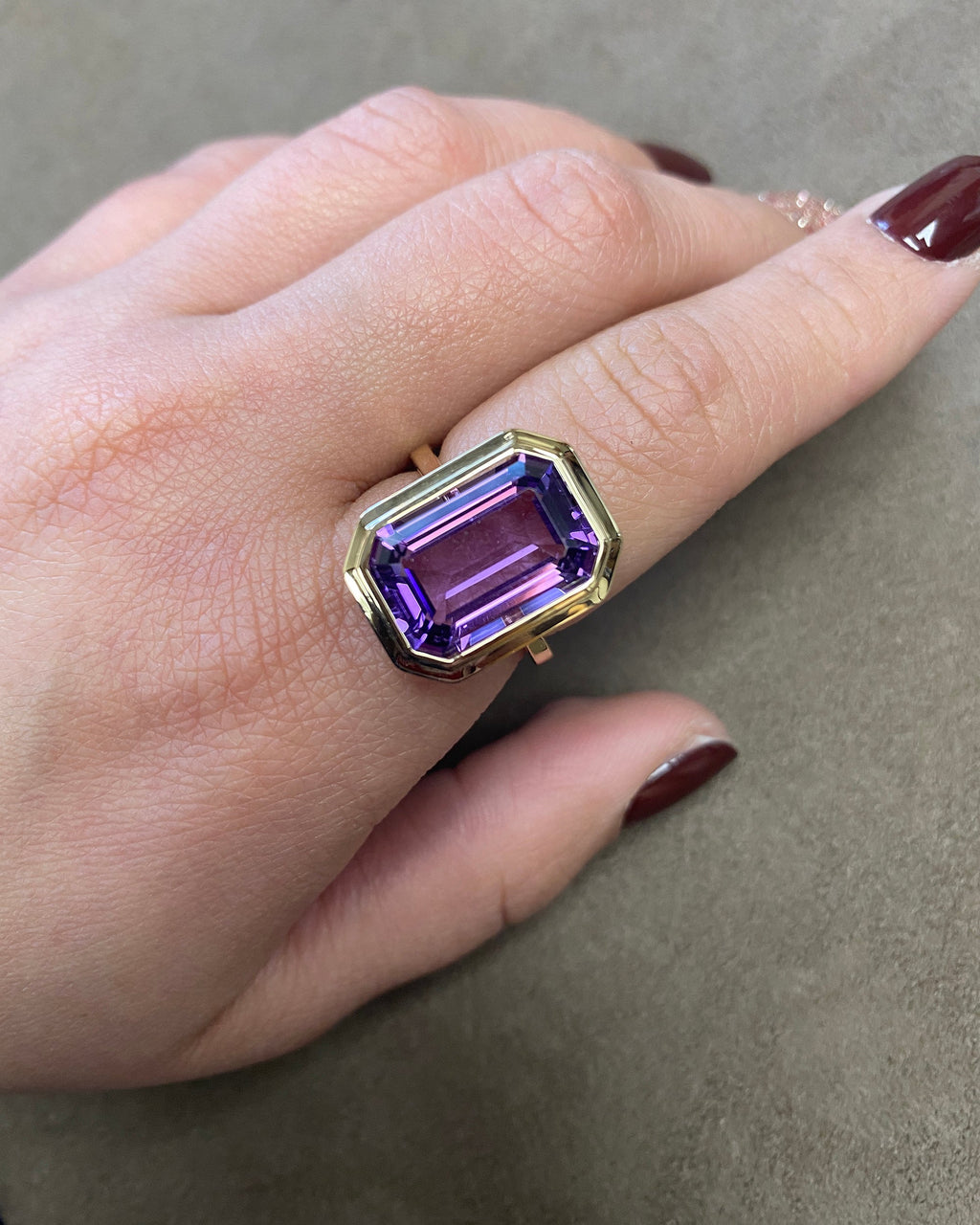 Amethyst & 18k Gold Manhattan Ring