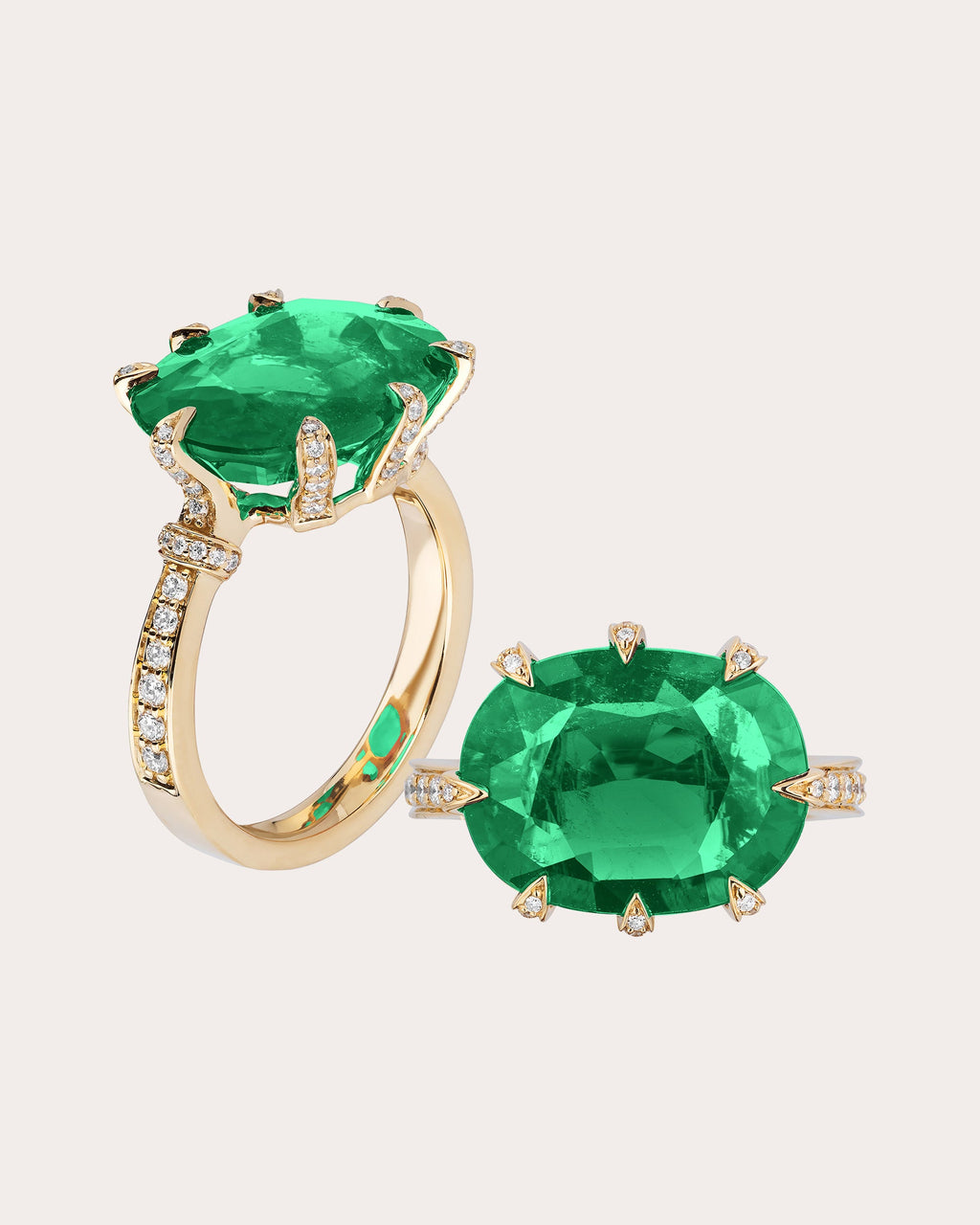 G-One 18K Gold Emerald and Diamond Ring