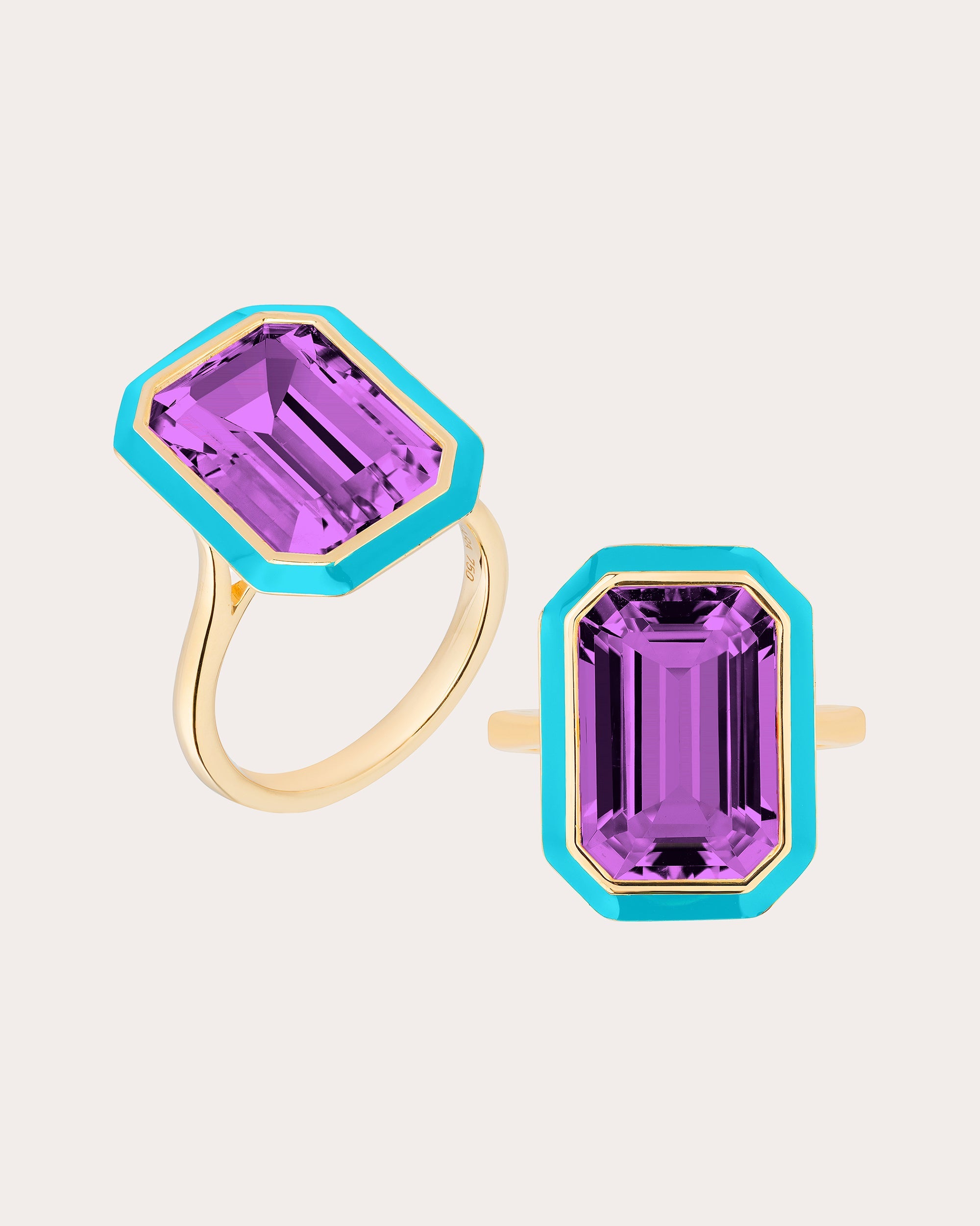 Queen 18K Gold Enamel and Amethyst Ring