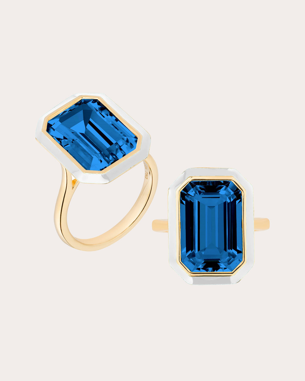 Blue Topaz & White Enamel Queen Ring
