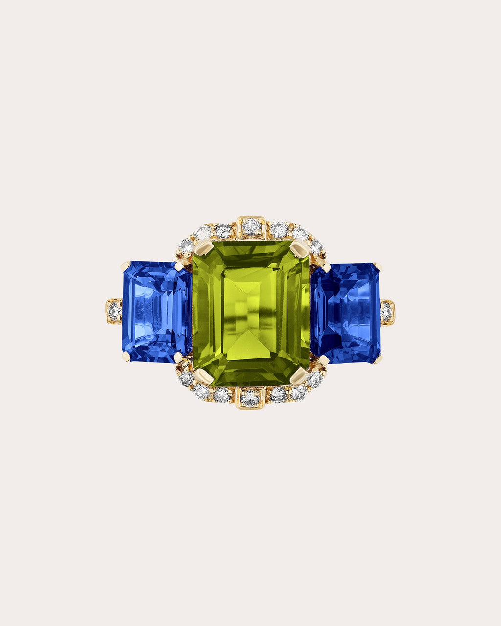 Iolite & Peridot 18k Gold Gossip Ring