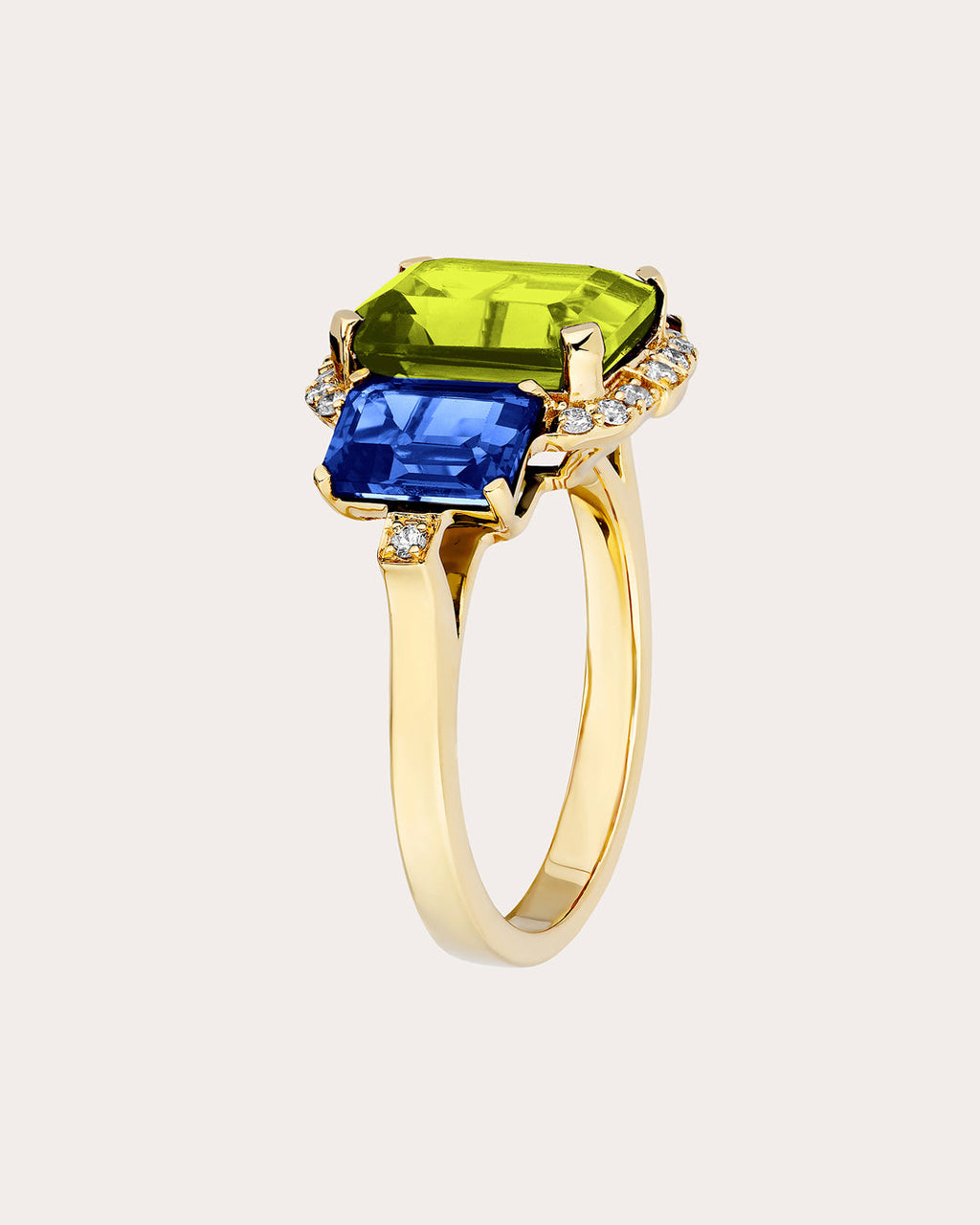 Iolite & Peridot 18k Gold Gossip Ring