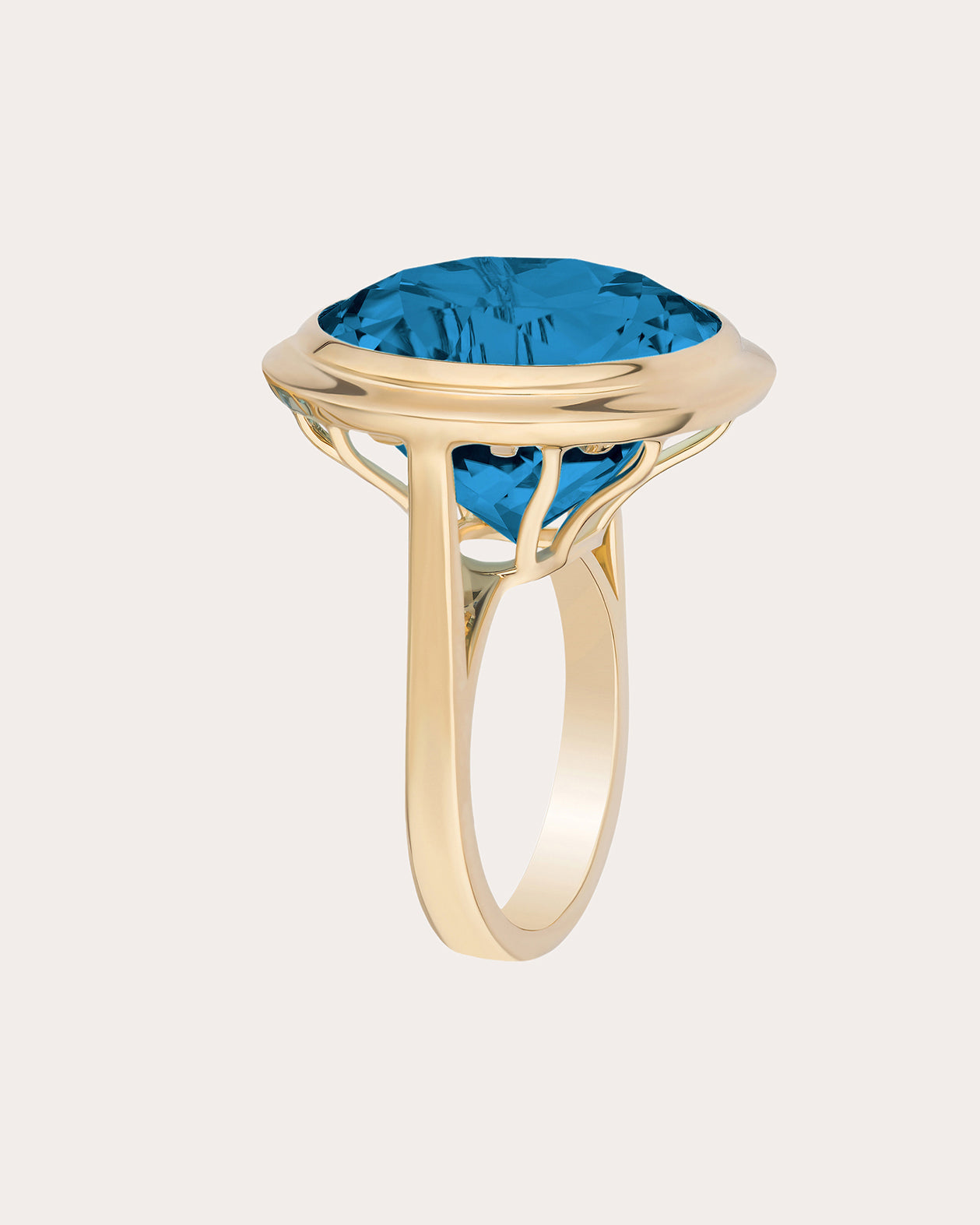 London Blue Topaz & 18k Gold Manhattan Ring