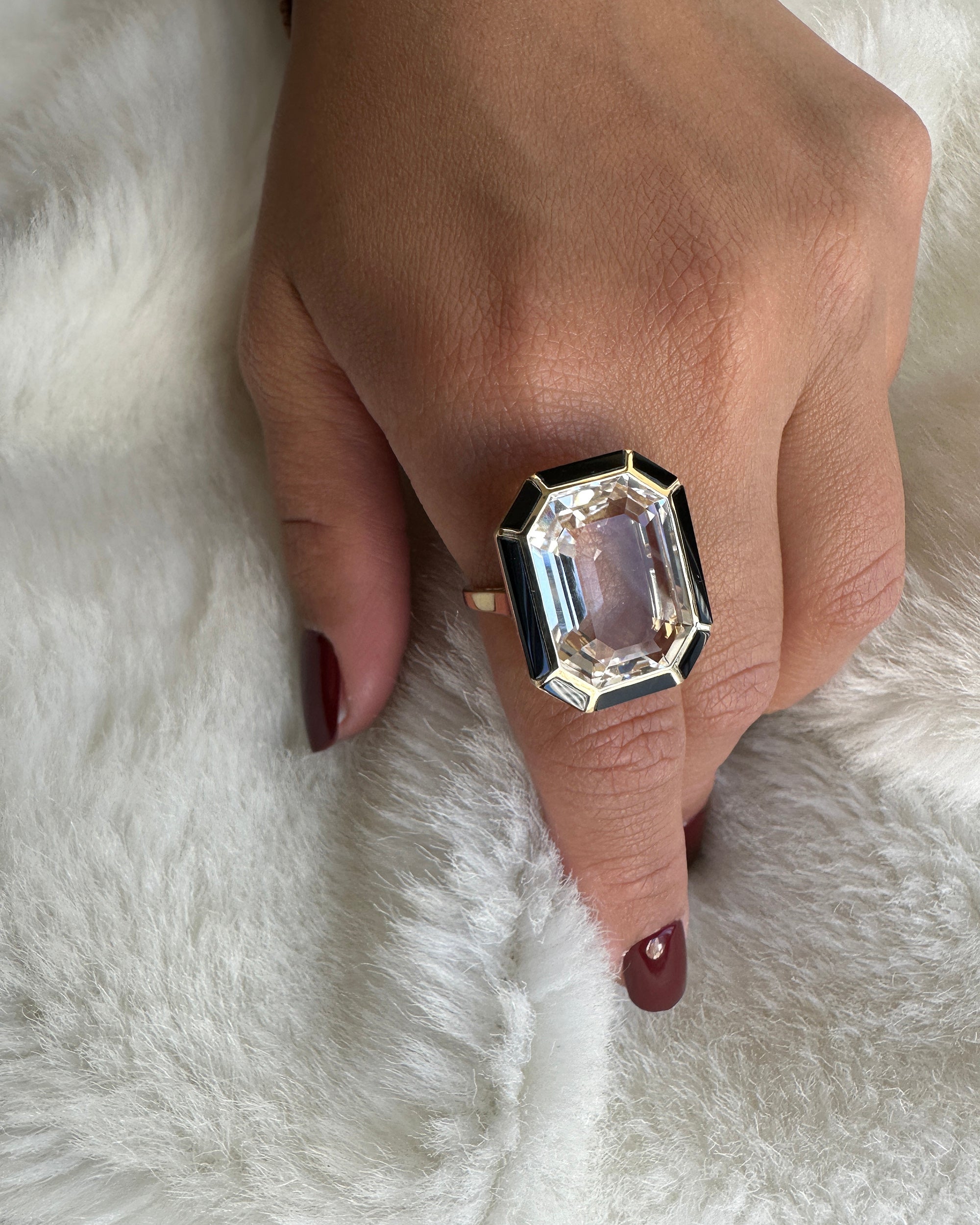 Rock Crystal & Onyx Emerald-Cut Ring