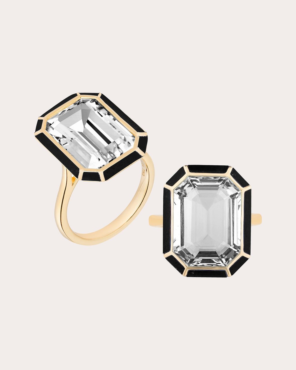 Rock Crystal & Onyx Emerald-Cut Ring