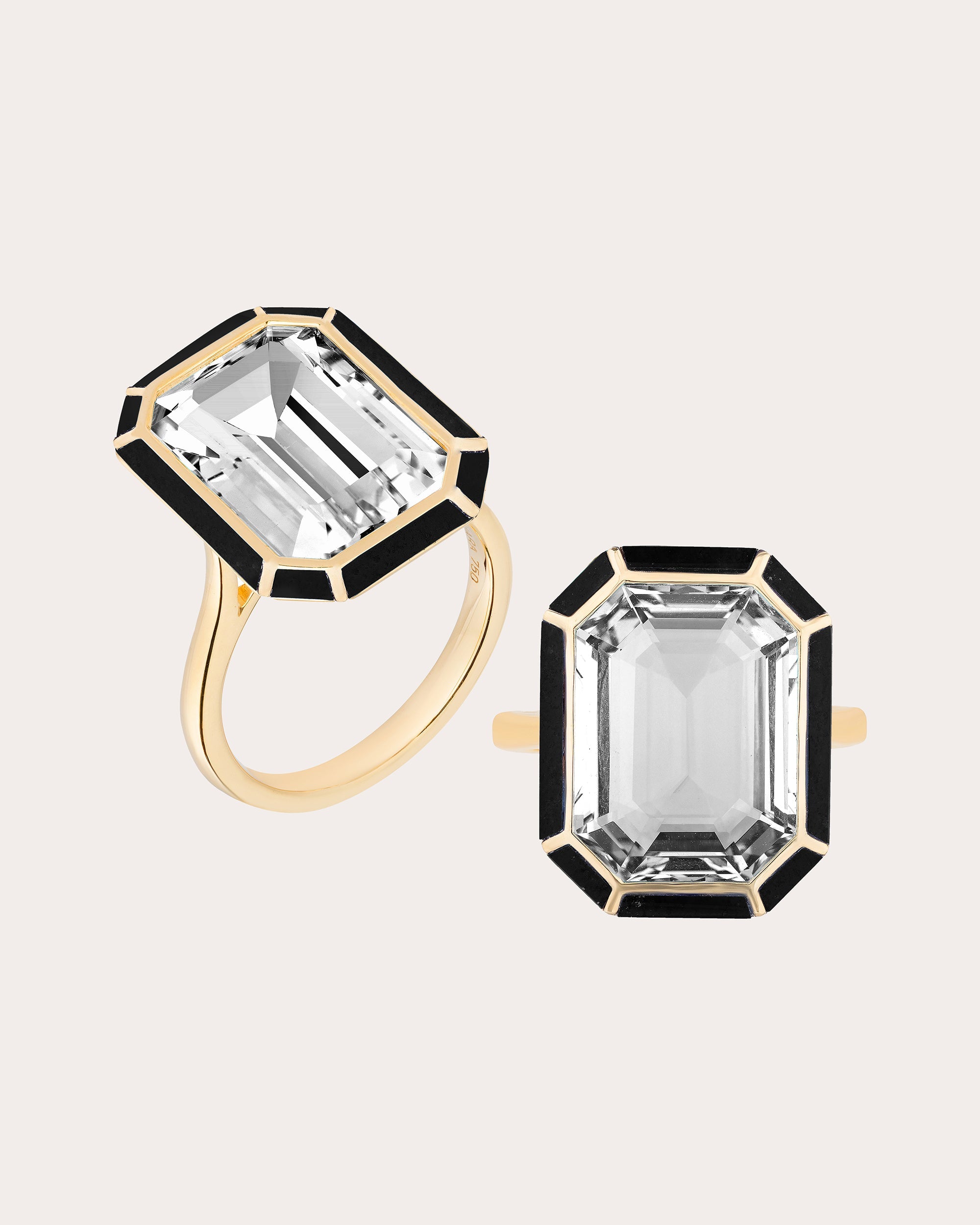 Rock Crystal & Onyx Emerald-Cut Ring