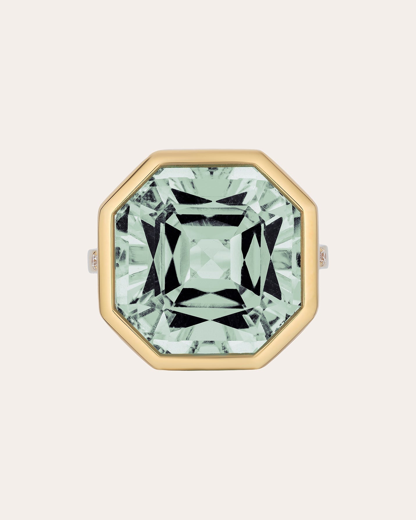 Prasiolite & Diamond 18k Gold Gossip Ring