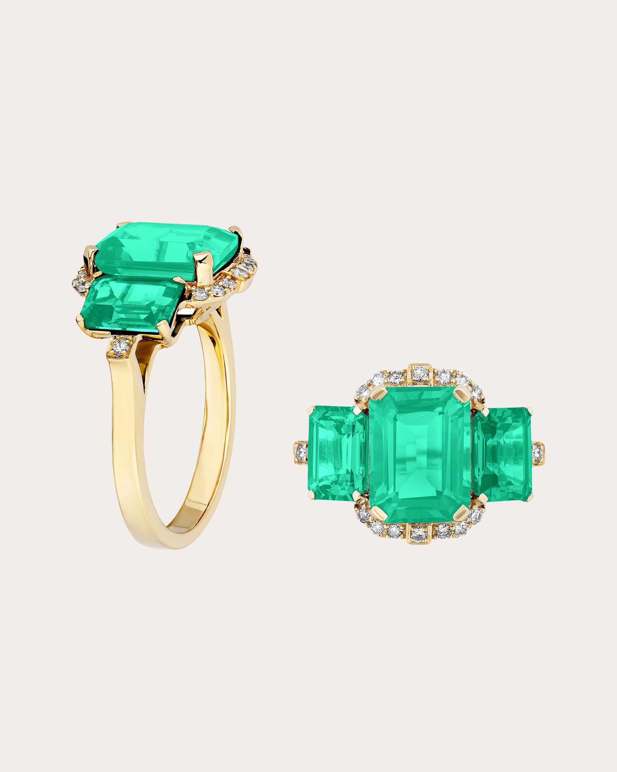 G-One 18K Gold Emerald and Diamond Ring