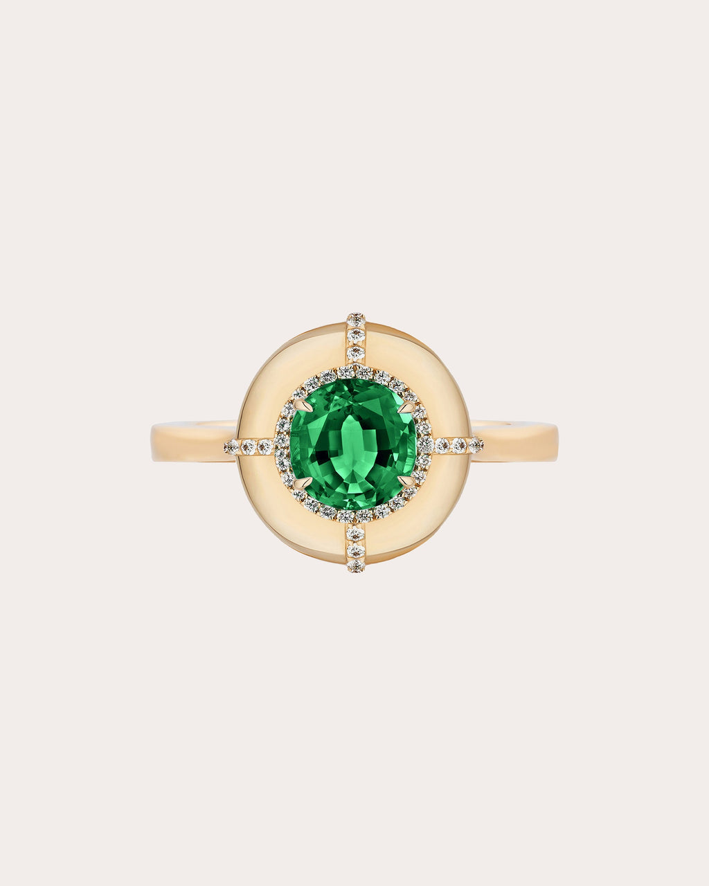 Emerald & Diamond G-Classics Round Medallion Ring