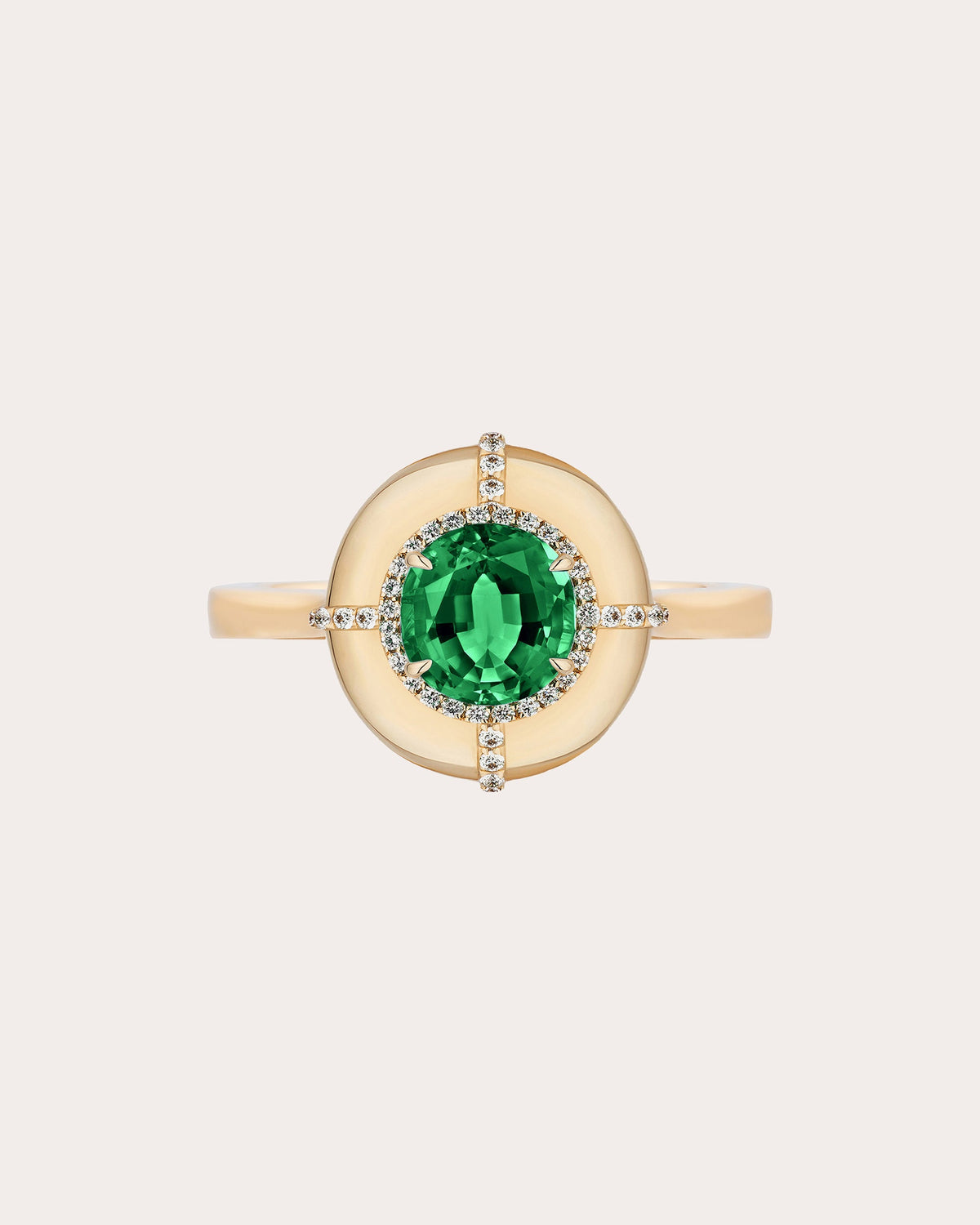 Emerald & Diamond G-Classics Round Medallion Ring