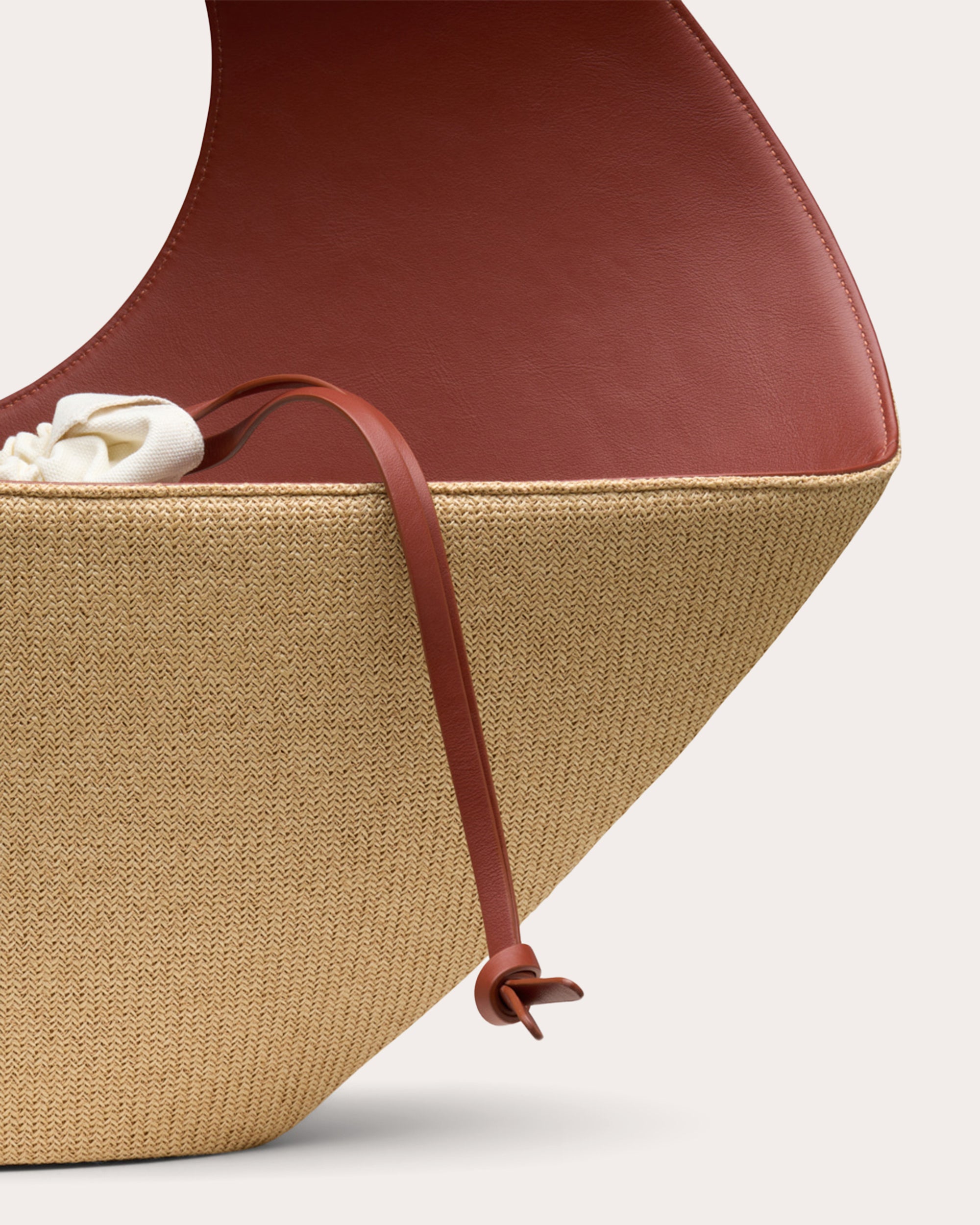 Large Jupiter Leather-Trimmed Raffia Shoulder Bag