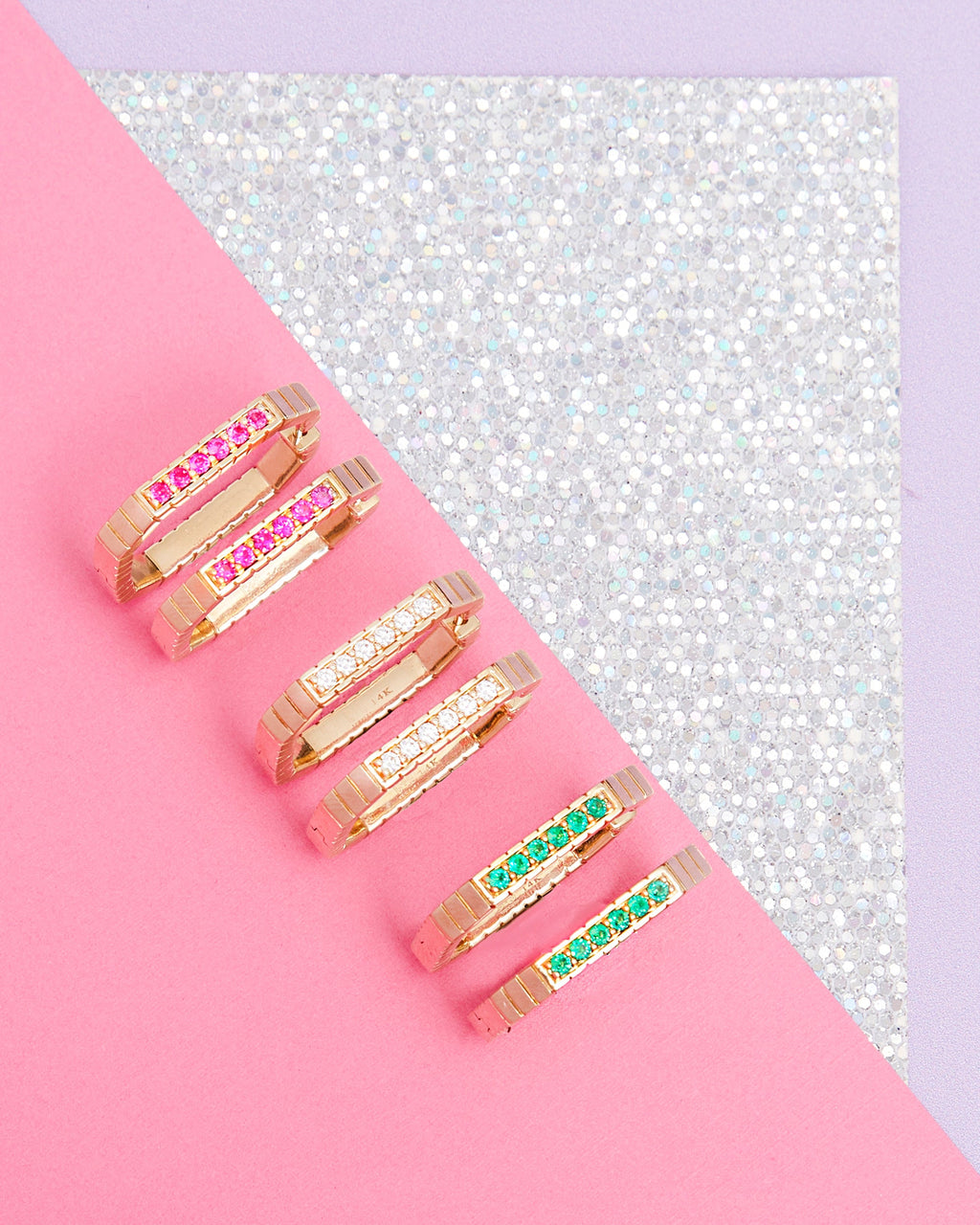 Diamond & 14k Gold Spark Etched Stackable Ring