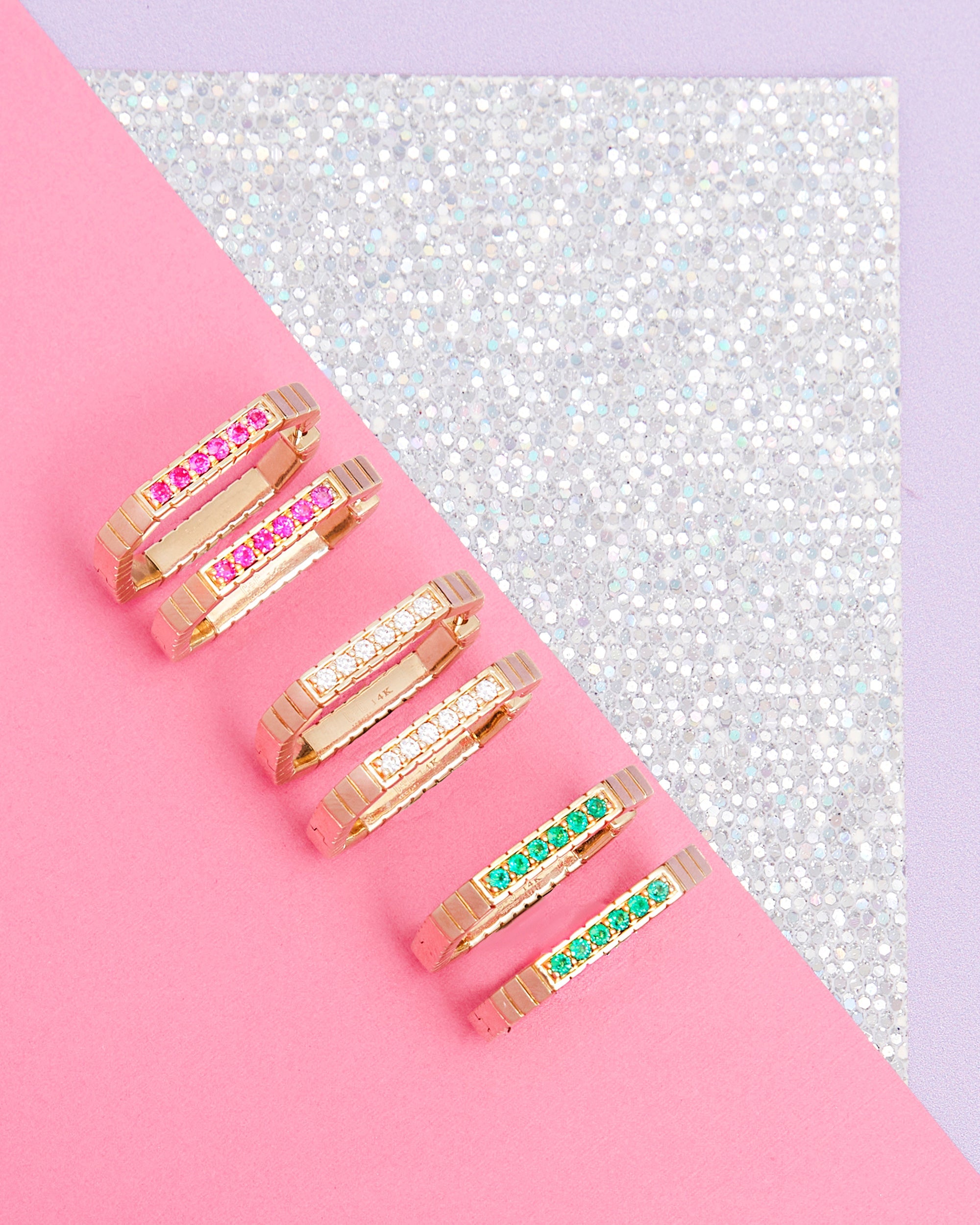 Diamond & 14k Gold Spark Etched Stackable Ring