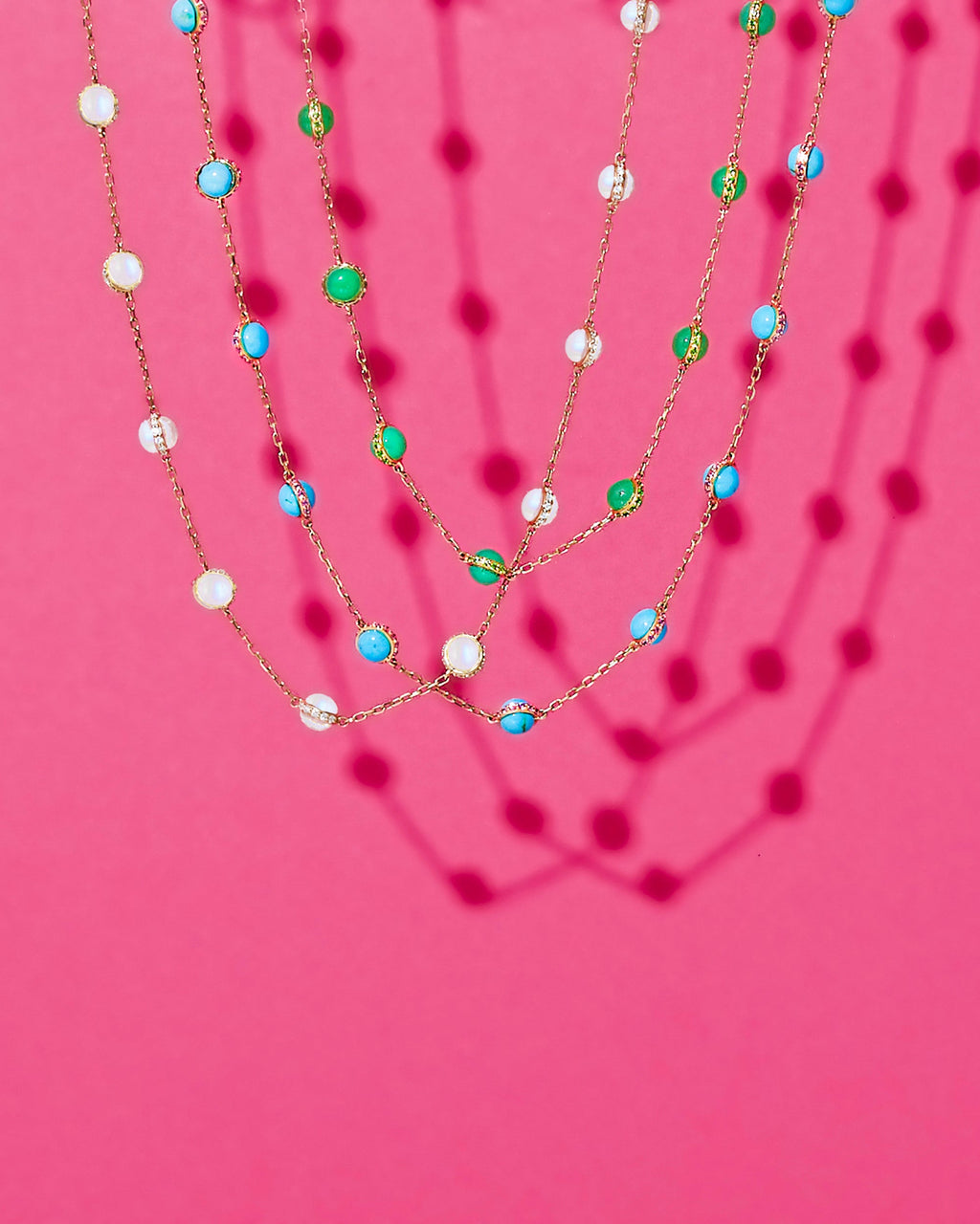 Diamond & Moonstone 14k Gold Found Station Necklace