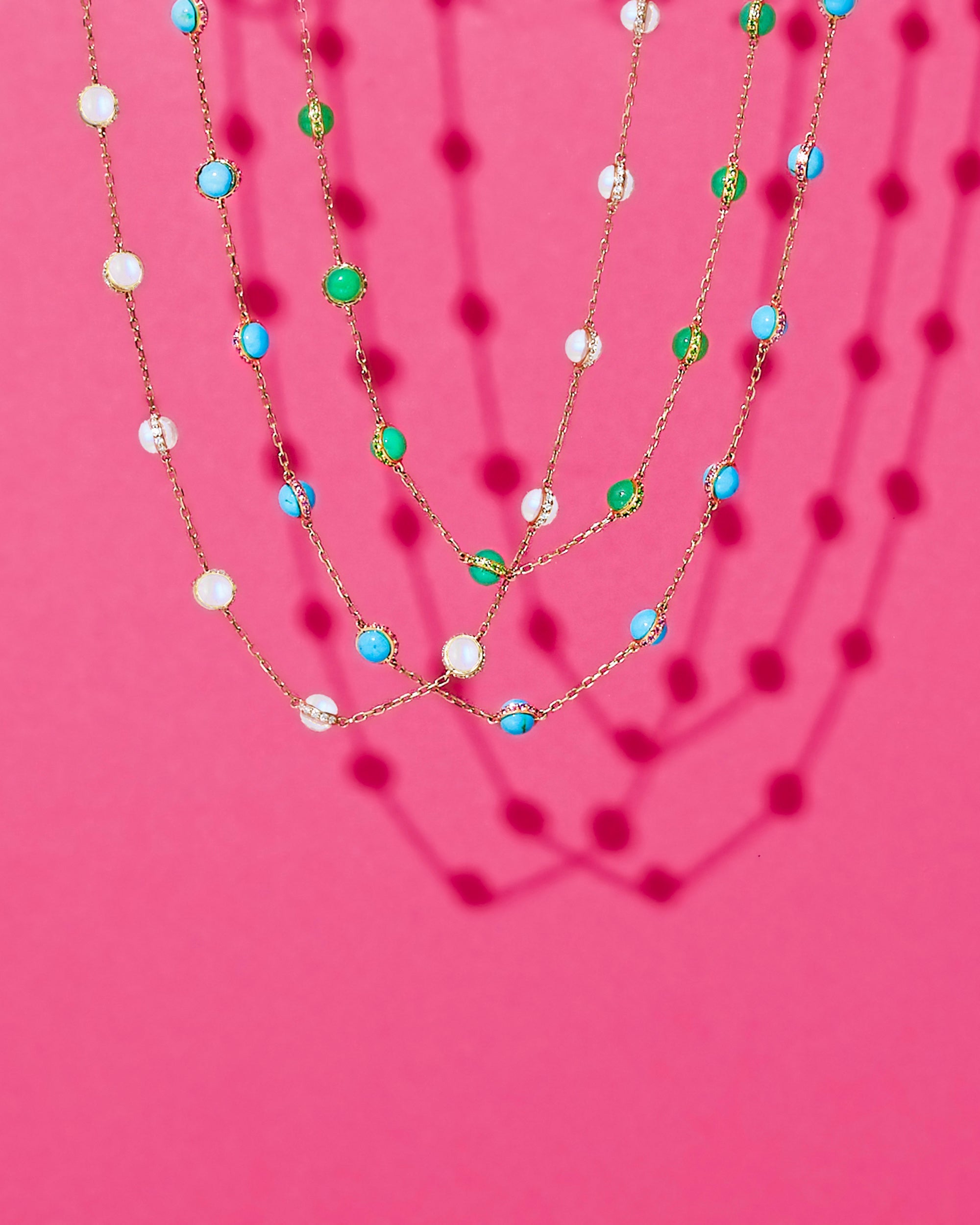 Diamond & Moonstone 14k Gold Found Station Necklace
