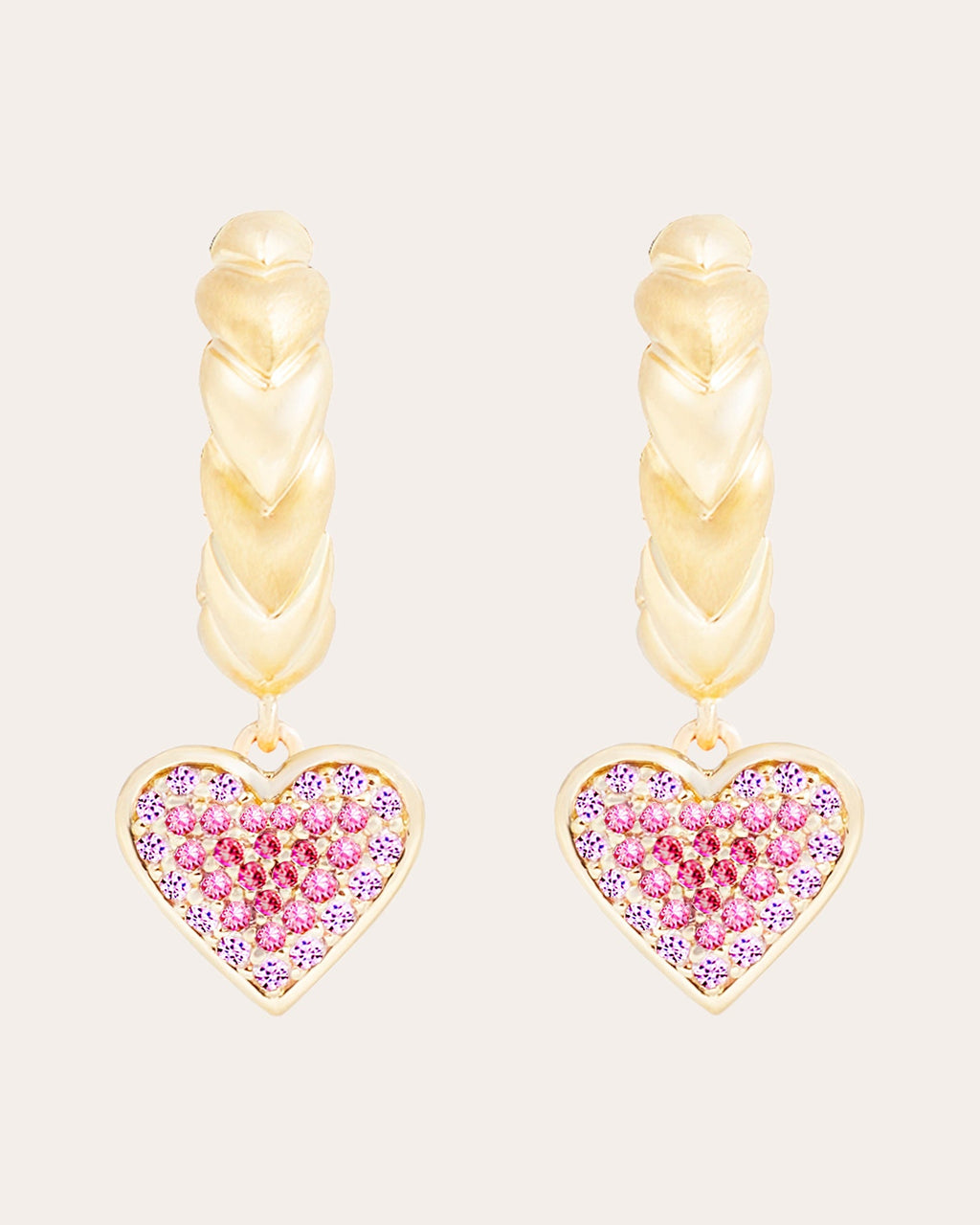 Pink Sapphire & 14k Gold Juju Heart Hoop Earrings