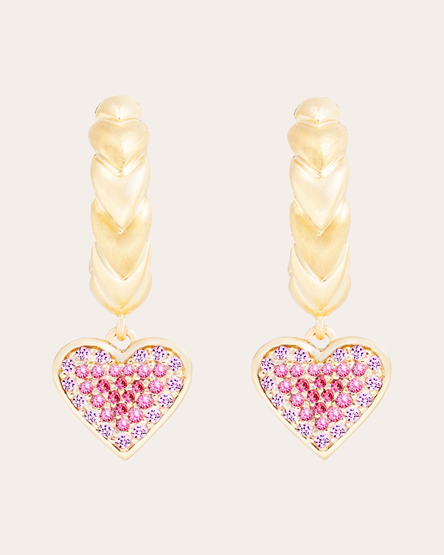 Pink Sapphire & 14k Gold Juju Heart Hoop Earrings