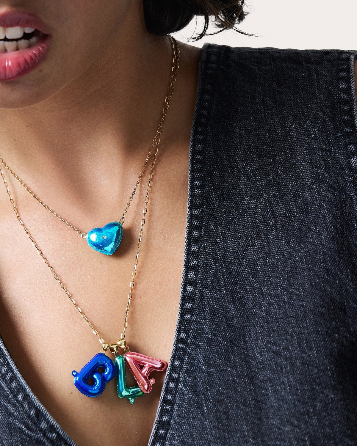 Diamond Large Heart Balloon Pendant Necklace