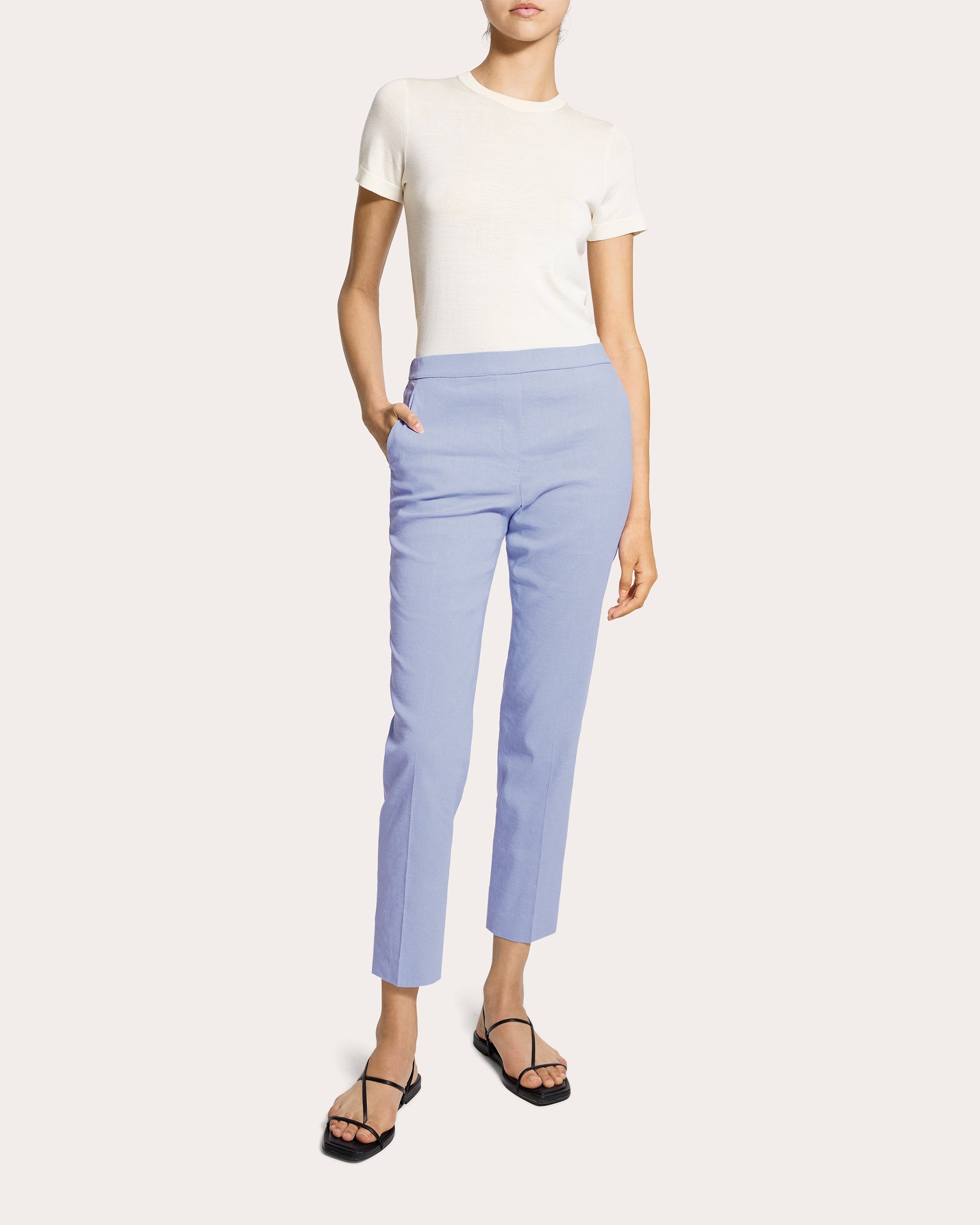 Treeca Good Linen Cropped Pull-On Pants