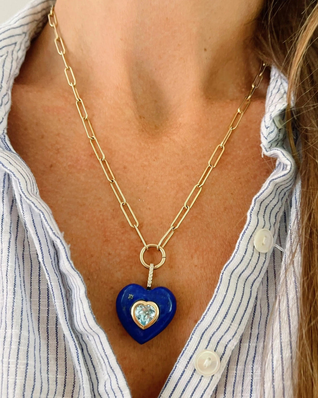 Lapis Lazuli Carved Heart Pendant