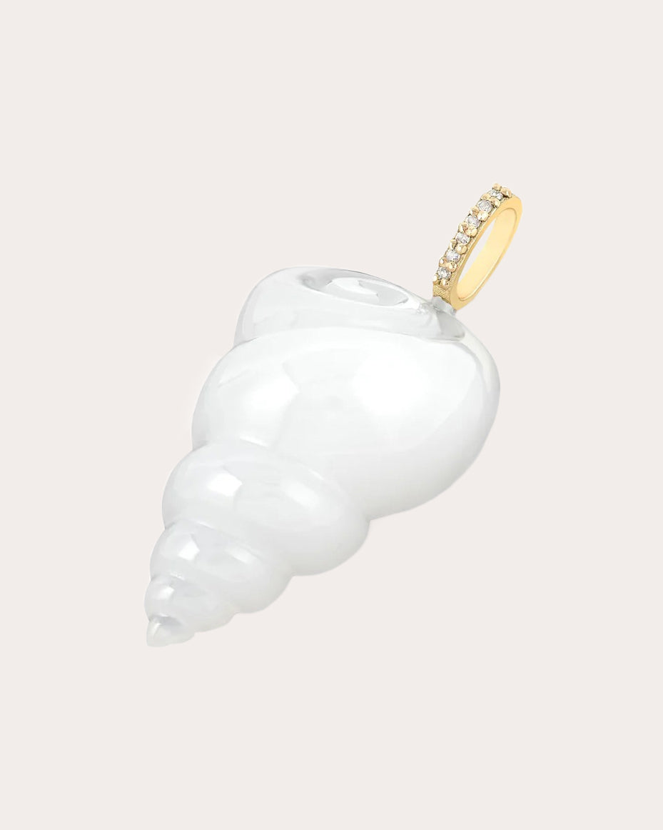Large White Onyx Tulip Shell Pendant