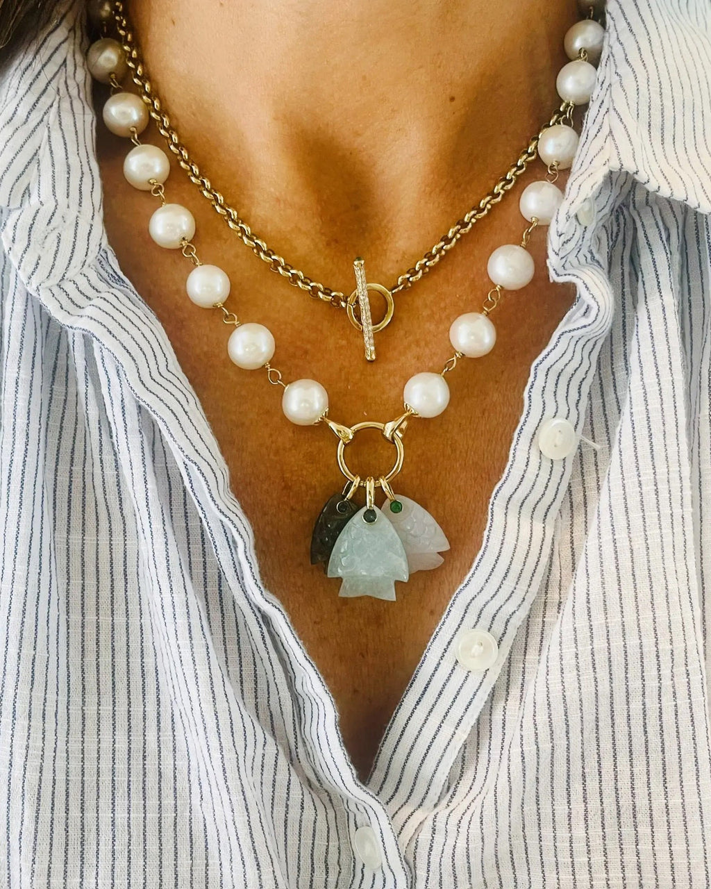Aquamarine & Blue Topaz Fish Pendant