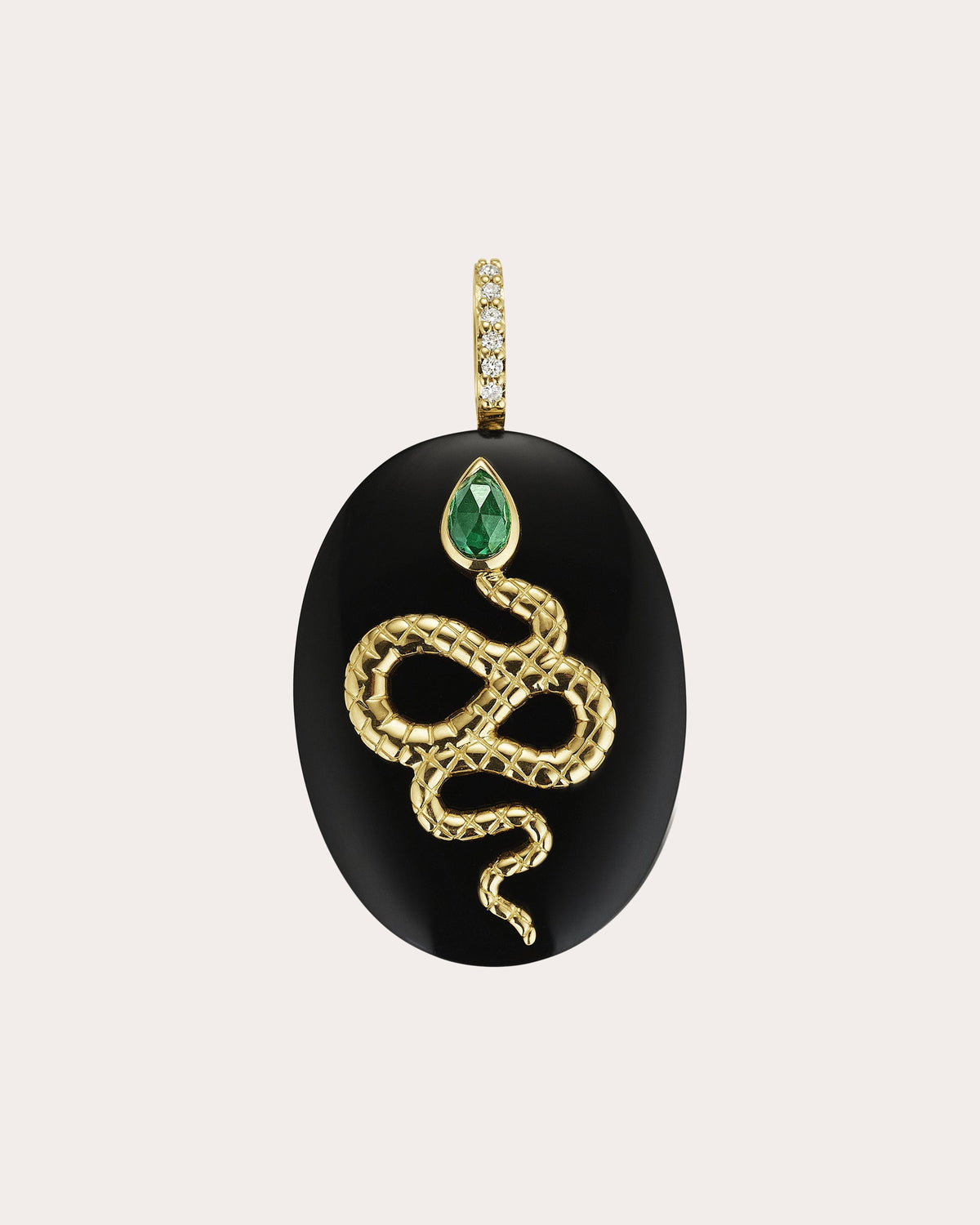 Small Black Onyx Serpent Cabochon Pendant