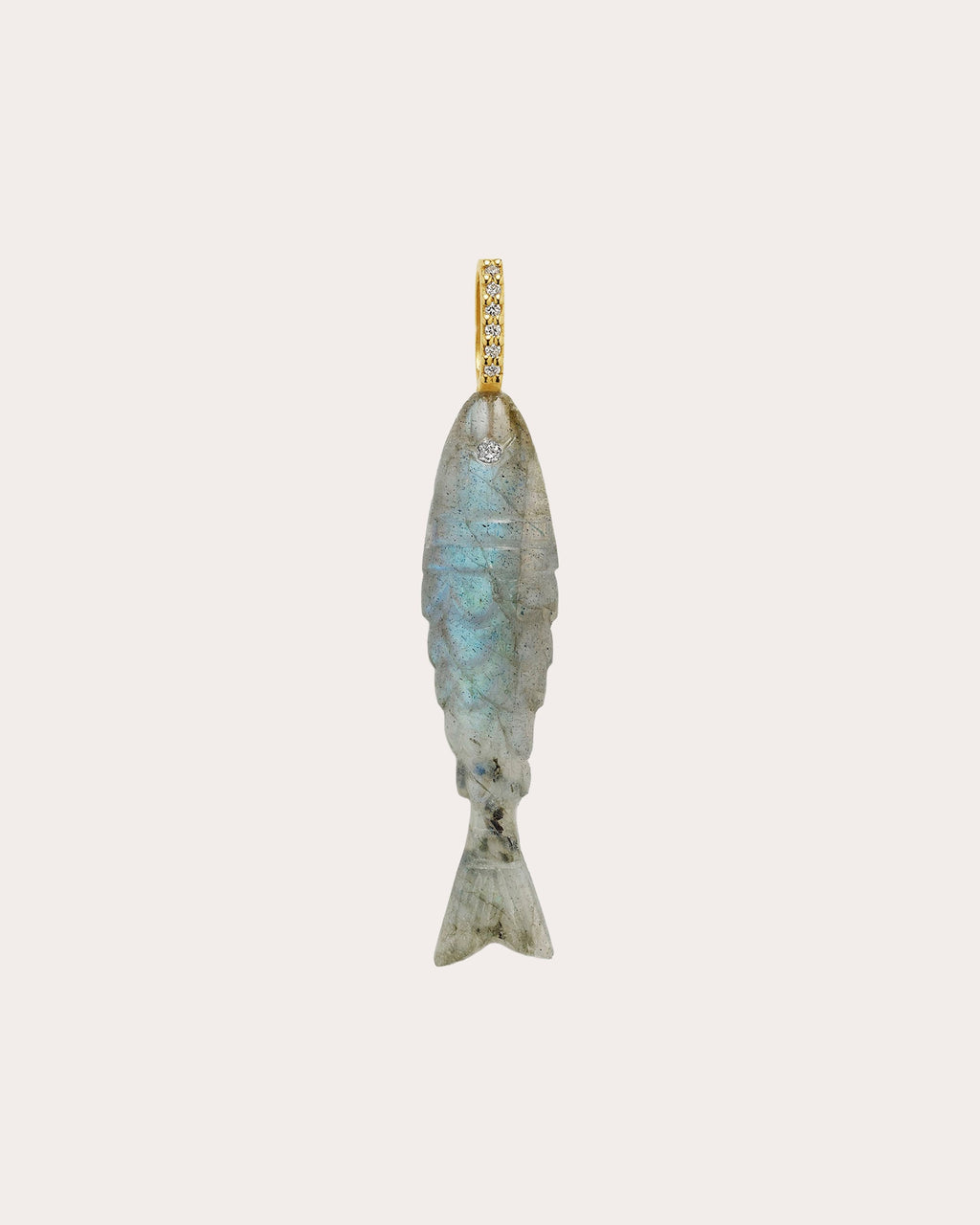 Labradorite & Diamond Fish Pendant