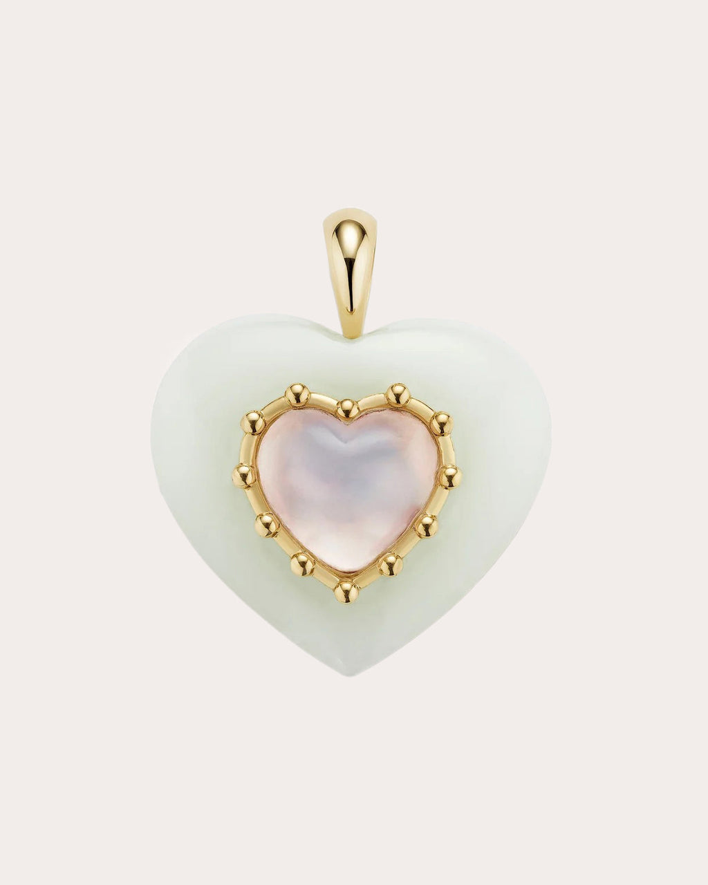 White Onyx & Rose Quartz Sacred Heart Pendant
