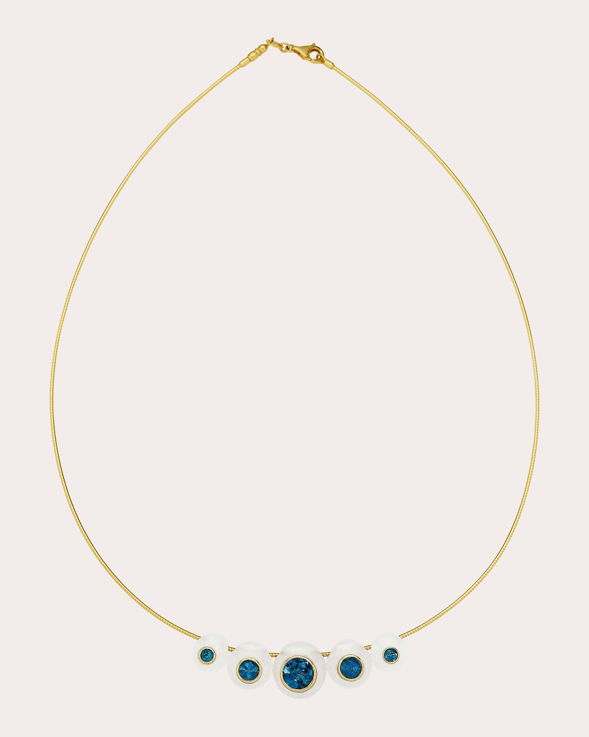 White Onyx & Blue Topaz Five-Bead Necklace