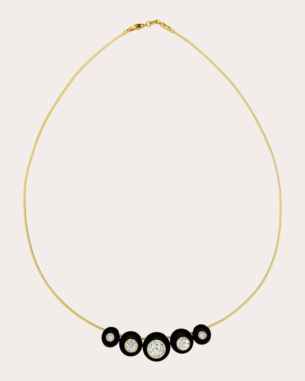 Black Onyx & White Topaz Five-Bead Necklace