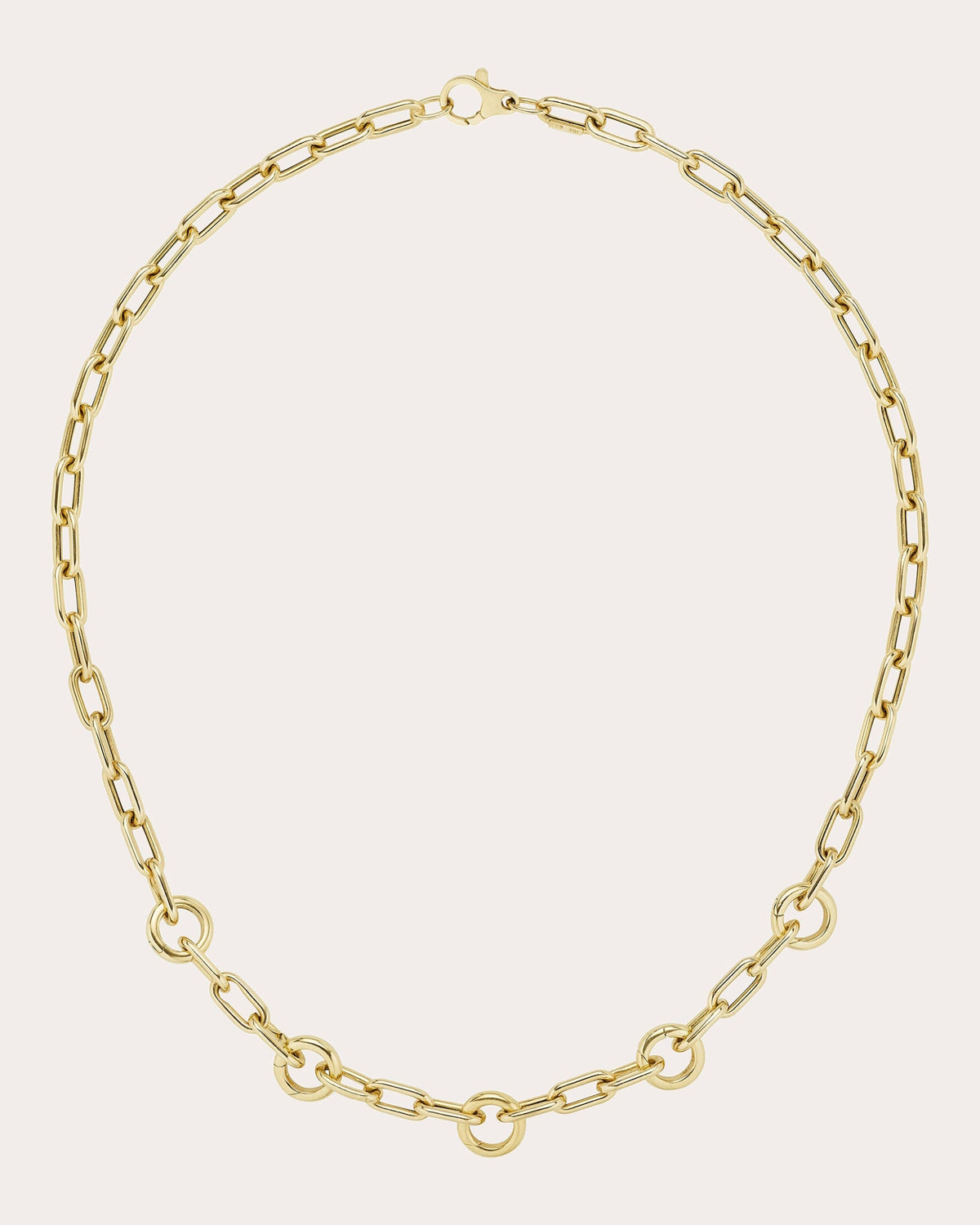 14k Gold Multi-Lock Elongated Link Necklace