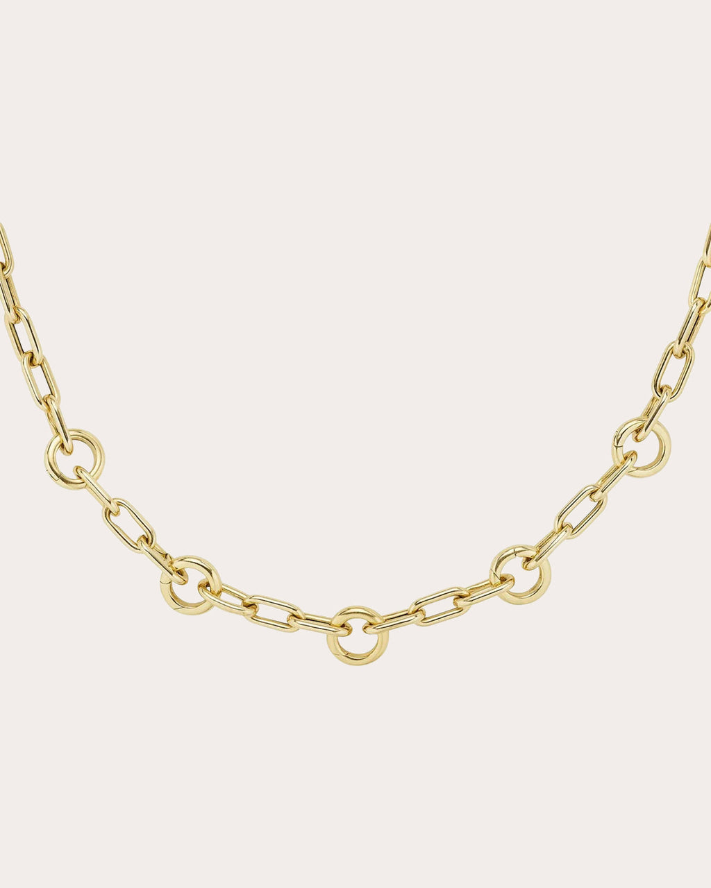 14k Gold Multi-Lock Elongated Link Necklace