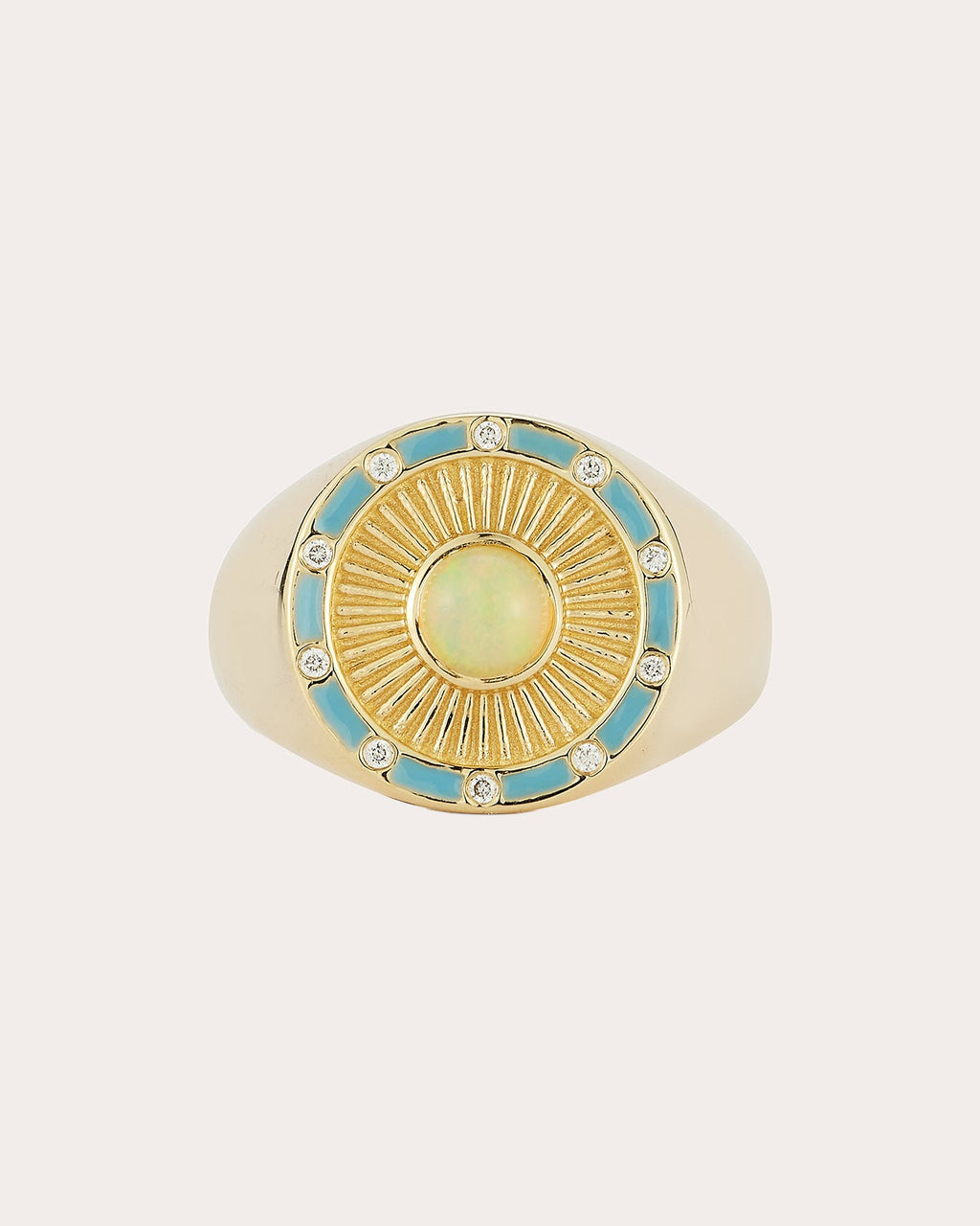 Opal Sunburst Signet Ring