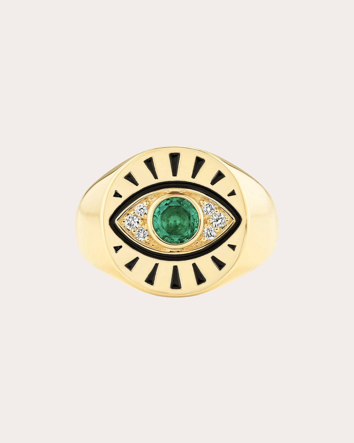 Emerald Protection Evil Eye Signet Ring