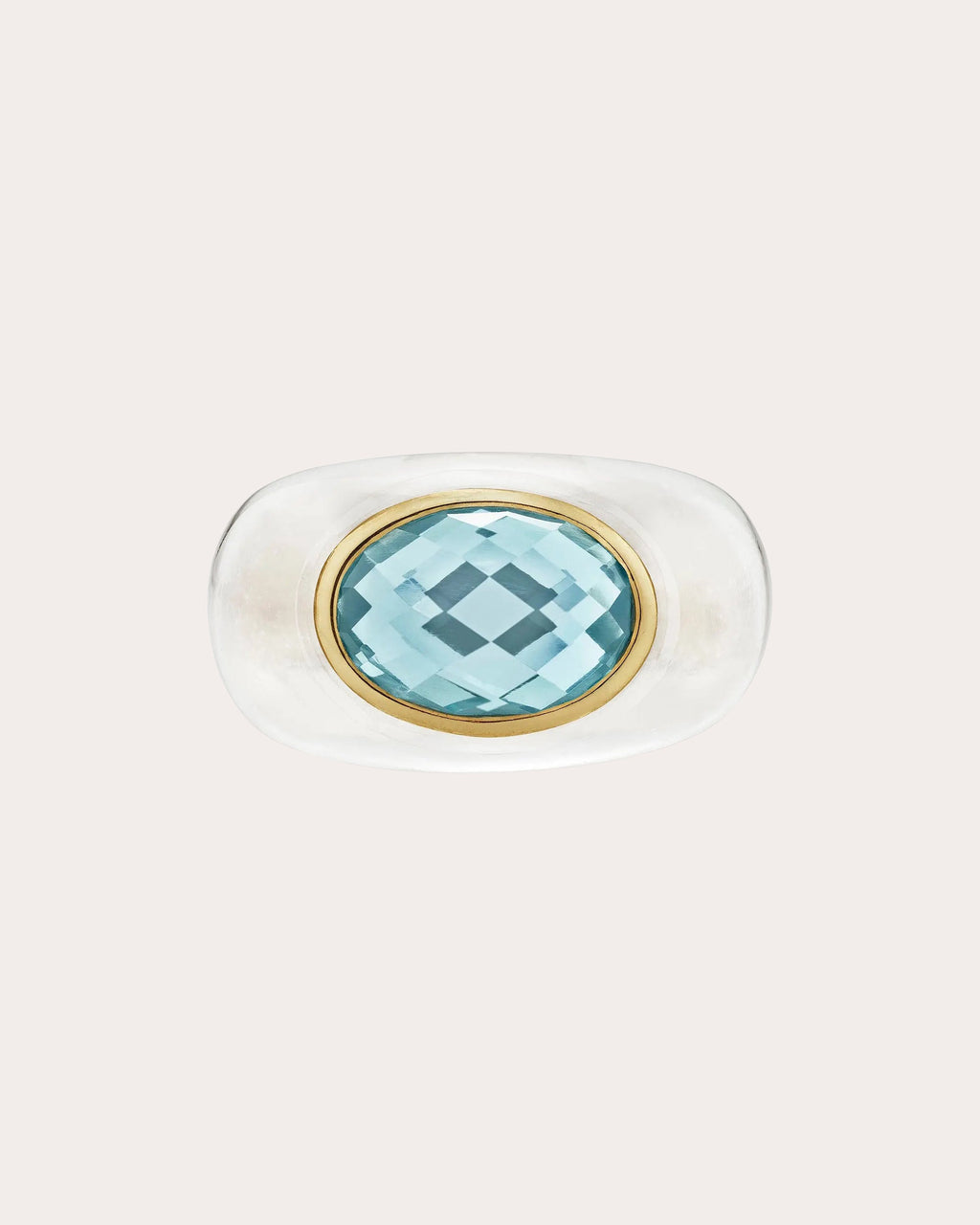 Crystal & Sky Blue Topaz Sculptural Ring