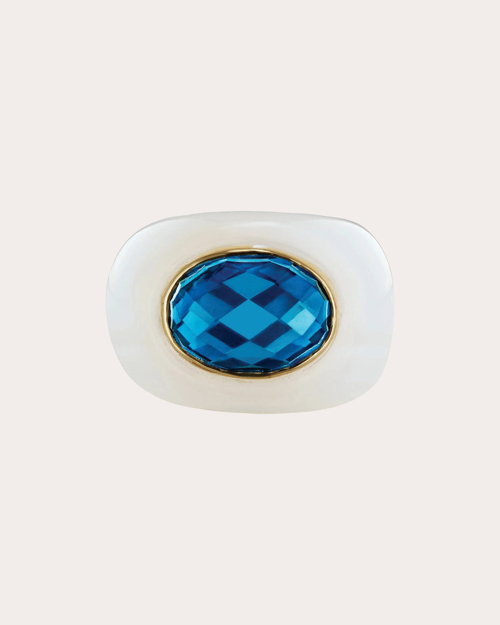 White Onyx & Blue Topaz Sculptural Ring