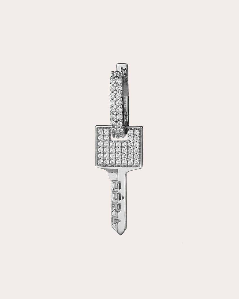 Small Key 18K Gold Diamond Single Earring