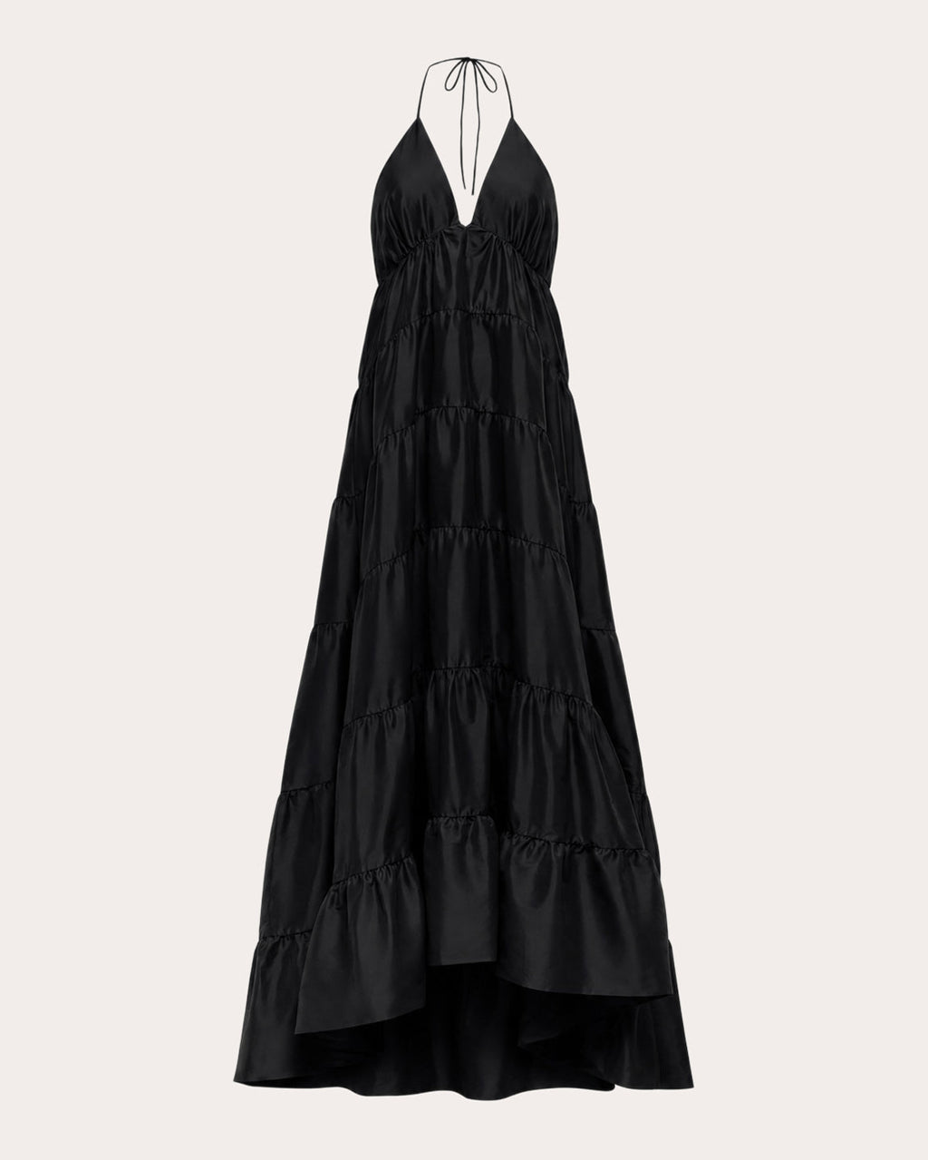 Kitty Olesia Taffeta Tiered Halter Gown