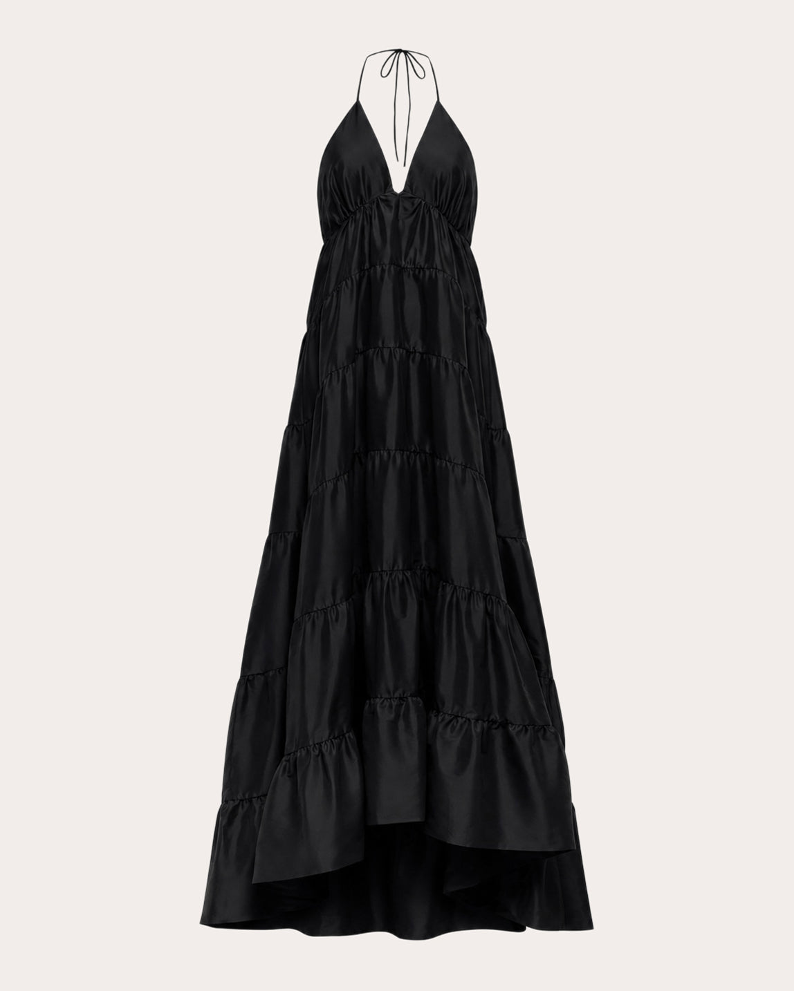 Kitty Olesia Taffeta Tiered Halter Gown