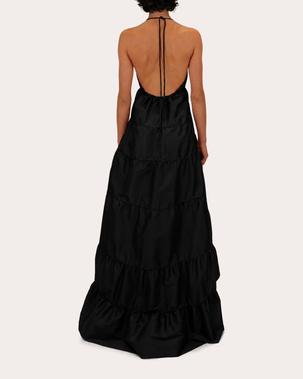 Kitty Olesia Taffeta Tiered Halter Gown