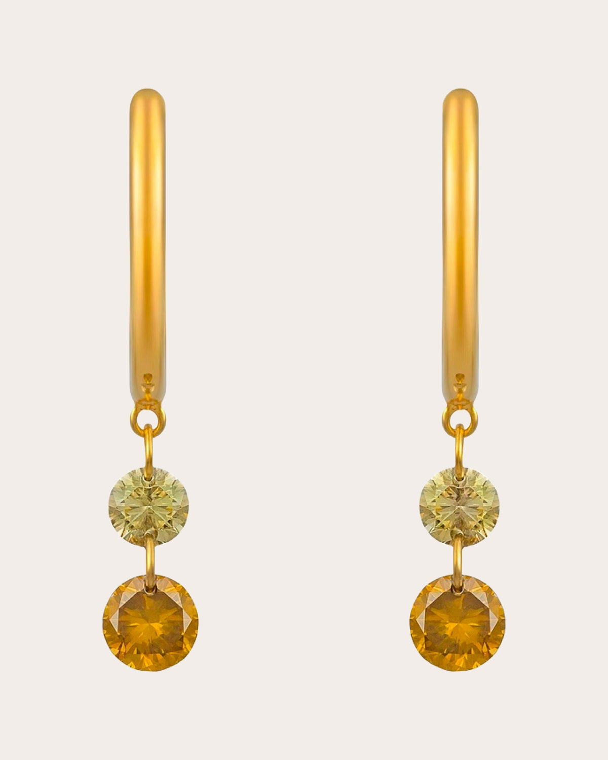 Colored Diamond Double Drill Huggie Earrings