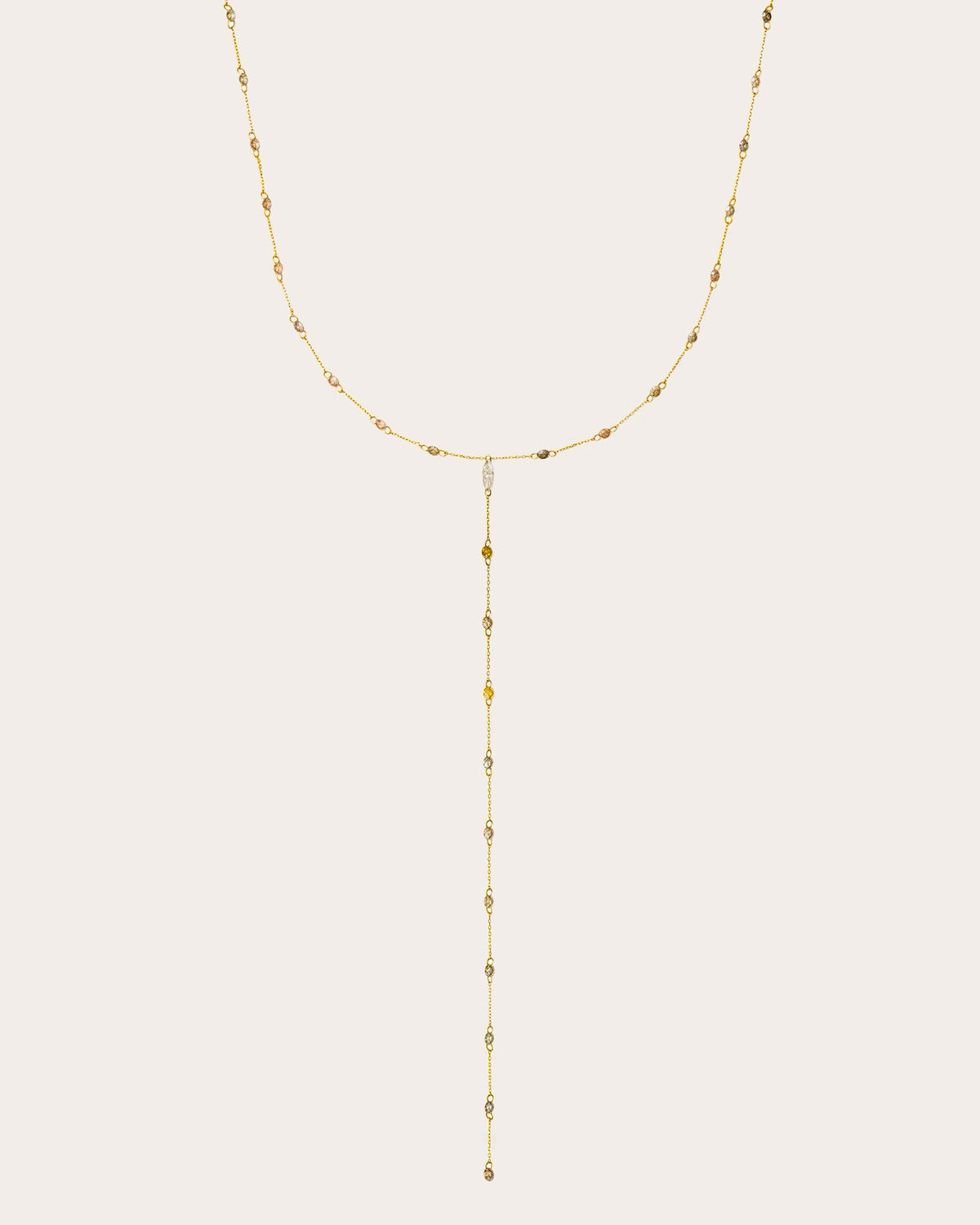 Colored Diamond Drilled Lariat Necklace