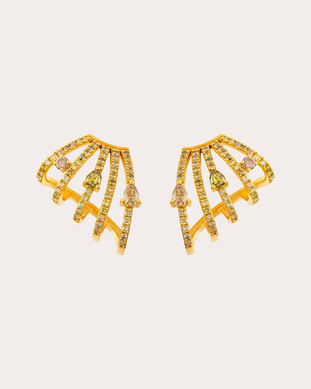 Colored Diamond Sweeping Cage Earrings