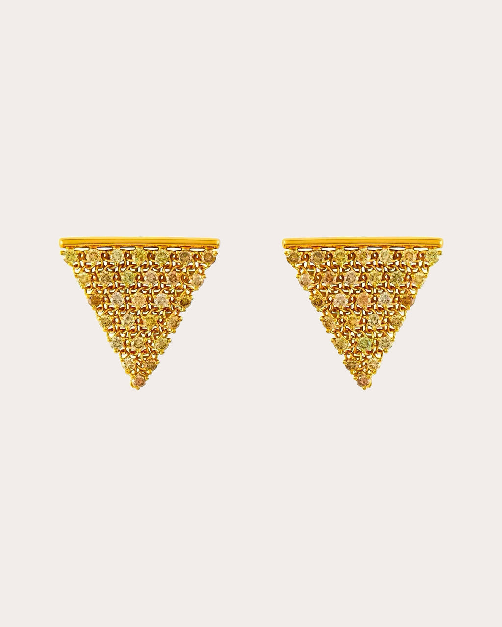 Colored Diamond Pyramid Mesh Stud Earrings